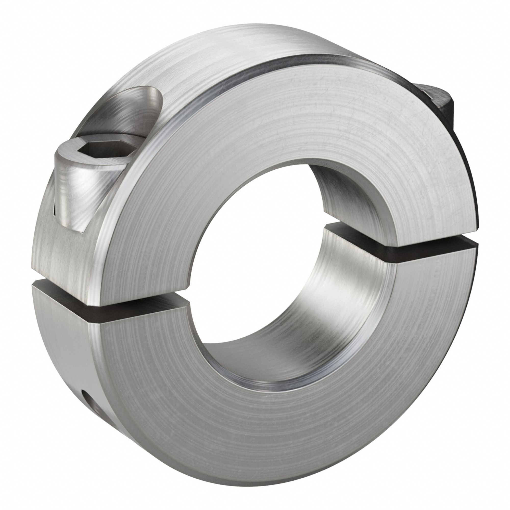 Shaft Collar: 2-Piece, Inch, Round, Clamp On, 13/16 in Bore Dia, 303