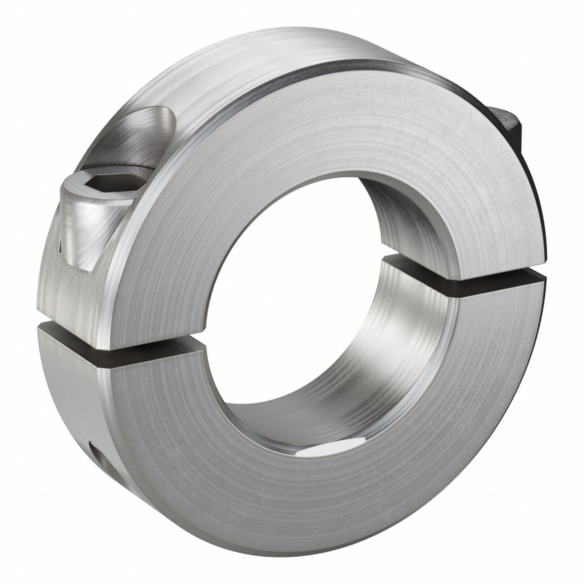 Shaft Collar: 2-Piece, Inch, Round, Clamp On, 15/16 in Bore Dia, 303