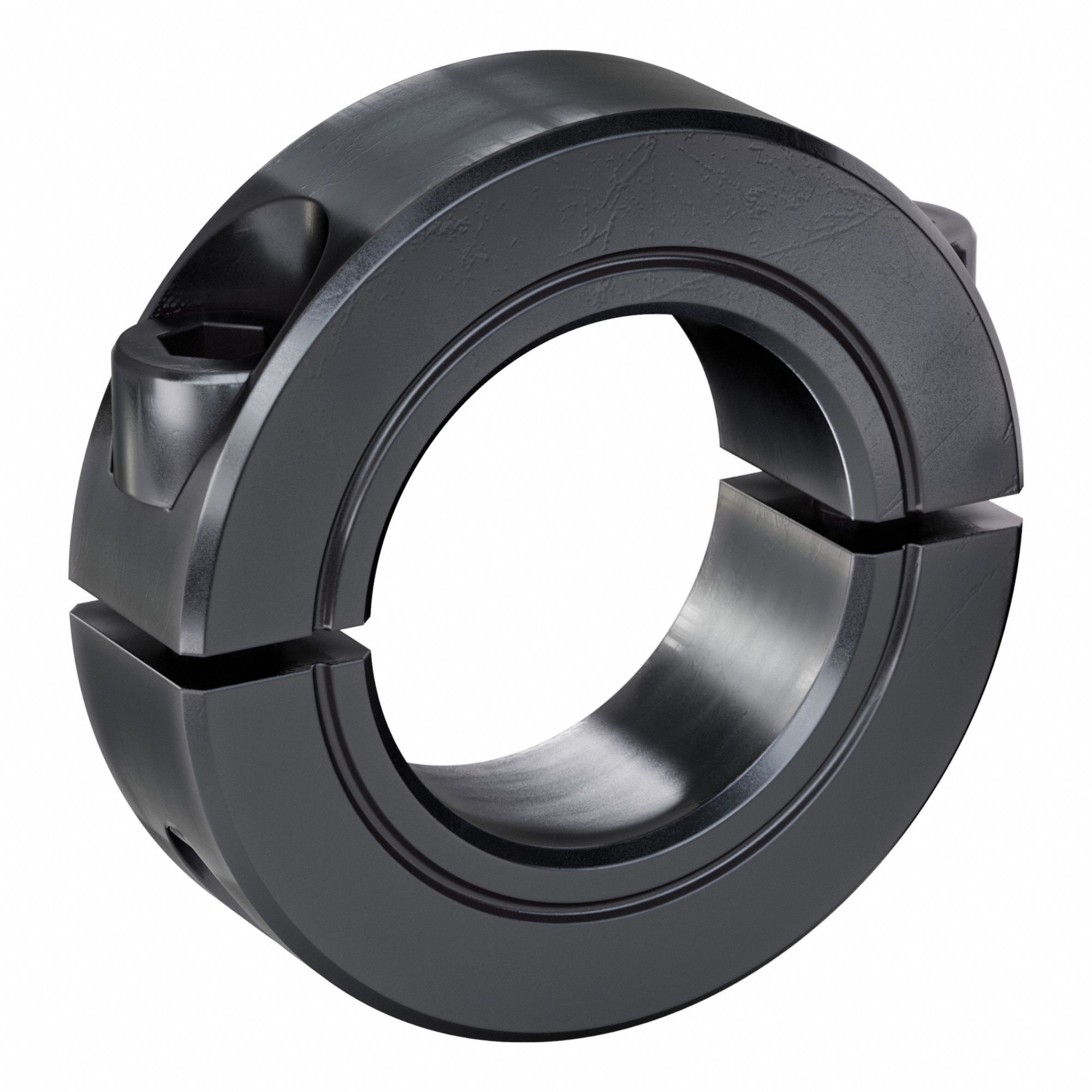 Shaft Collar: 2-Piece, Inch, Round, Clamp On, 1 in Bore Dia, 1/2 in Collar Wd