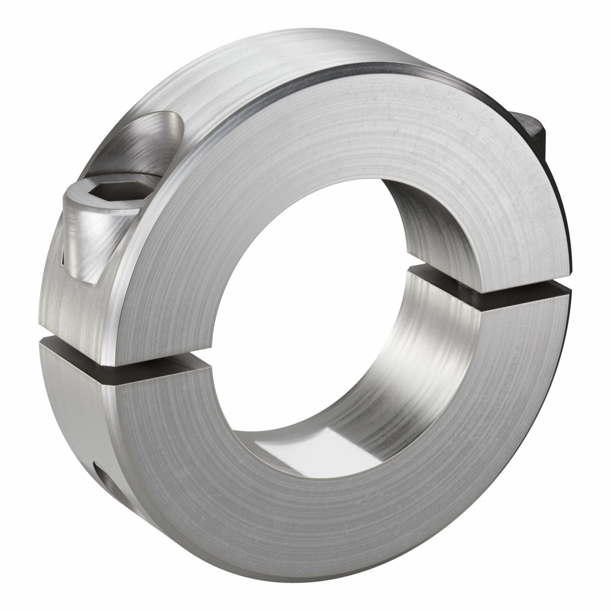 Shaft Collar: 2-Piece, Inch, Round, Clamp-On, 1 in Bore Dia, 1/2 in Collar Wd