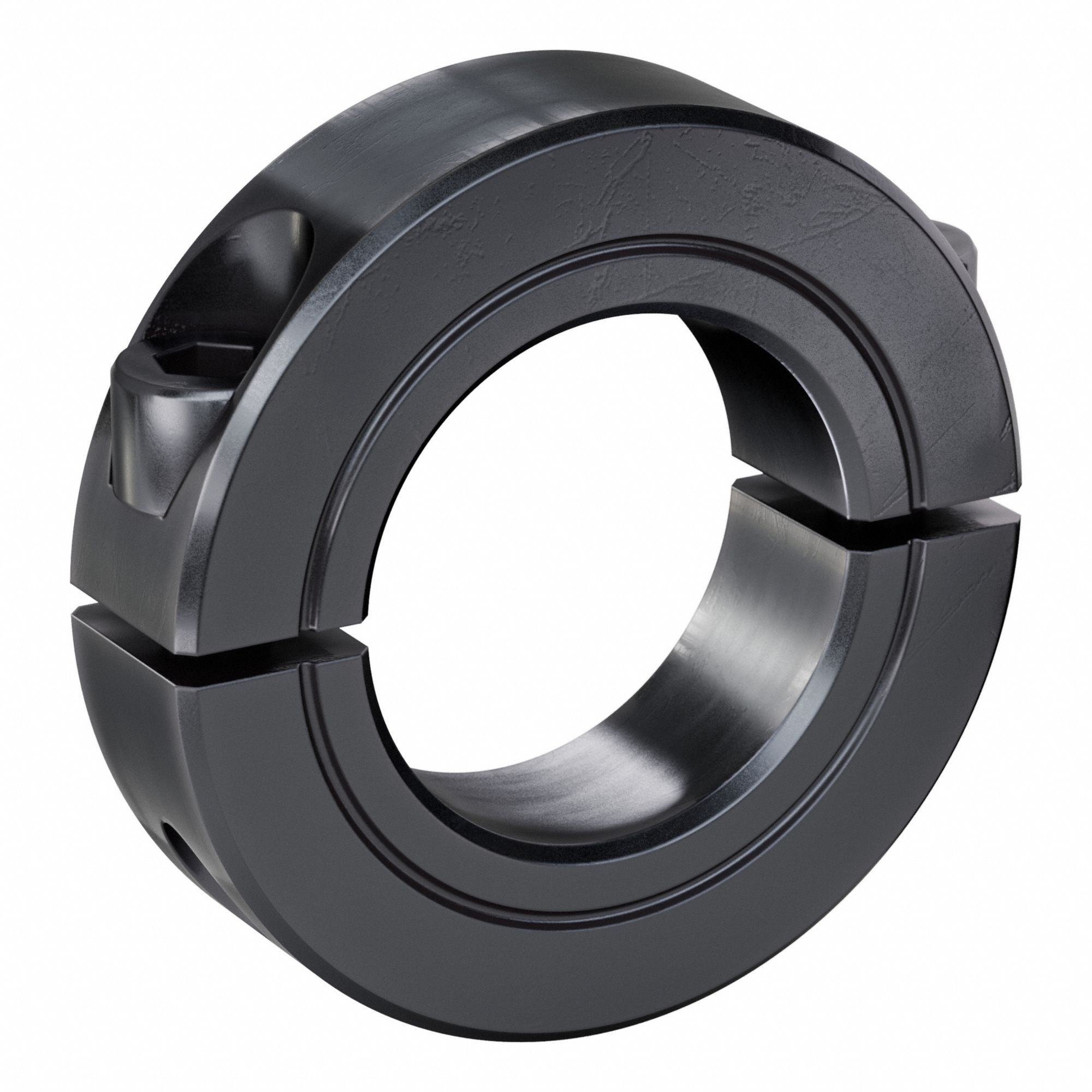 Shaft Collar: 2-Piece, Inch, Round, Clamp On, 1 1/16 in Bore Dia, Carbon Steel