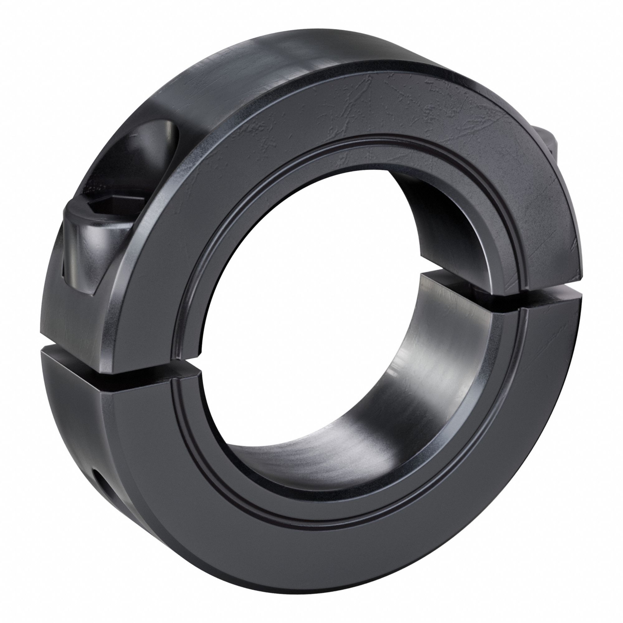 Shaft Collar: 2-Piece, Inch, Round, Clamp On, 1 1/8 in Bore Dia, Carbon Steel