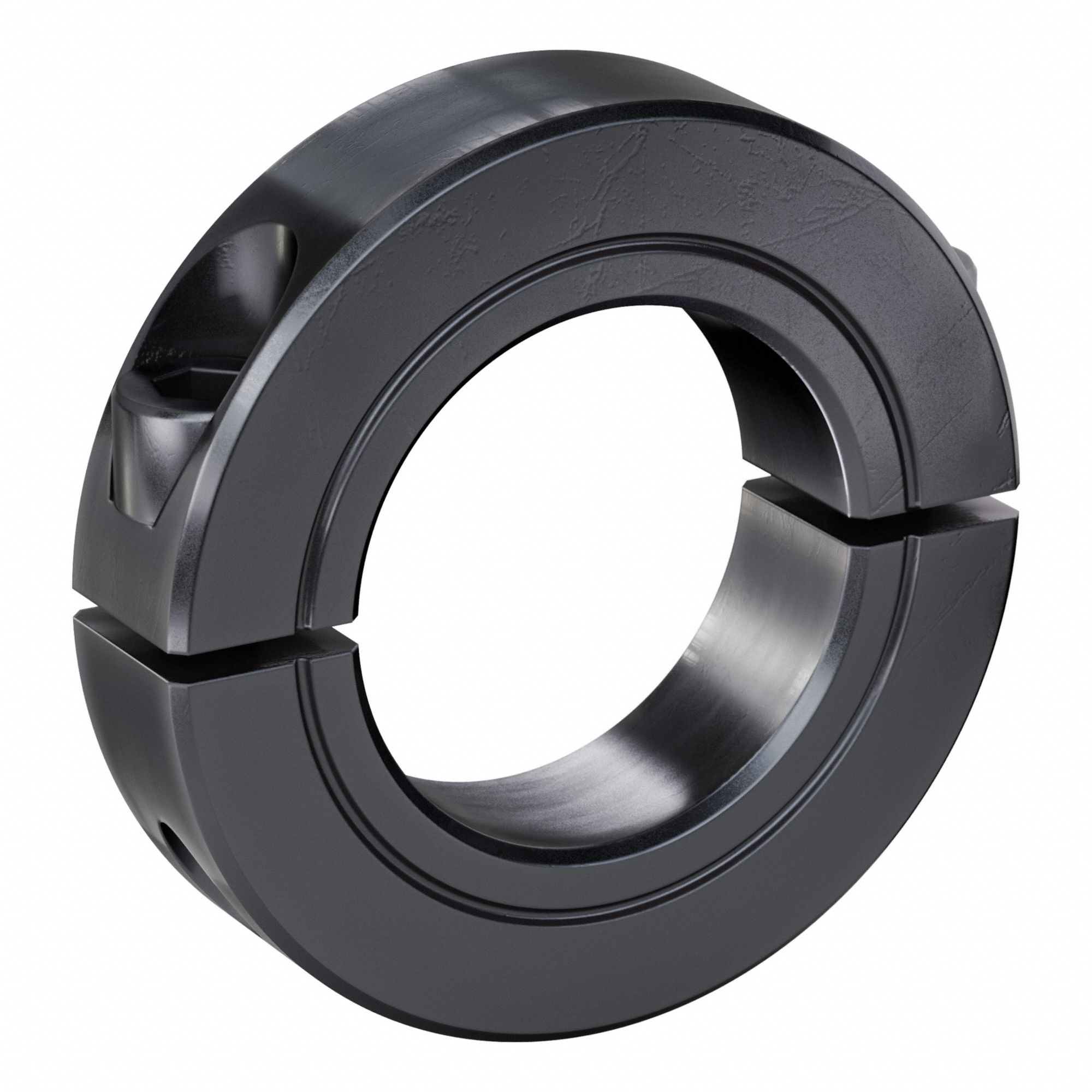 Shaft Collar: 2-Piece, Inch, Round, Clamp On, 1 3/16 in Bore Dia, Carbon Steel