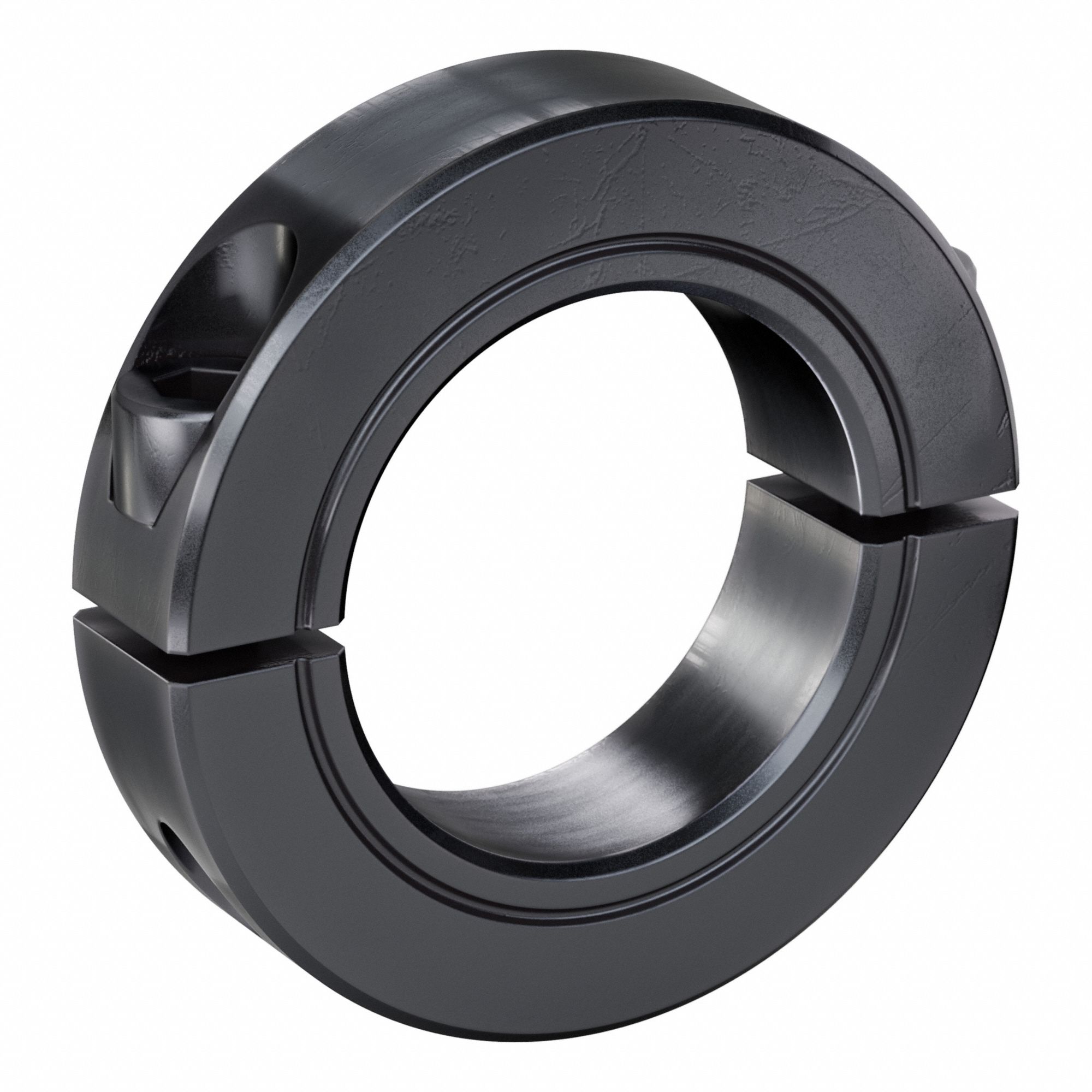 Shaft Collar: 2-Piece, Inch, Round, Clamp On, 1 1/4 in Bore Dia, Carbon Steel