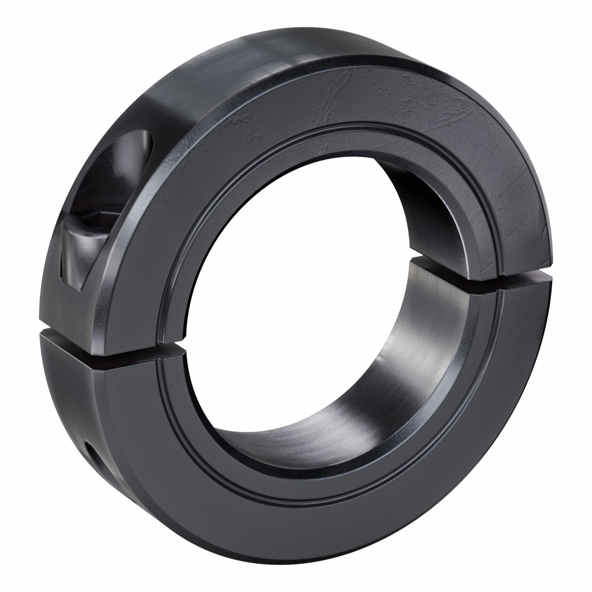 Shaft Collar: 2-Piece, Inch, Round, Clamp On, 1 3/8 in Bore Dia, Carbon Steel