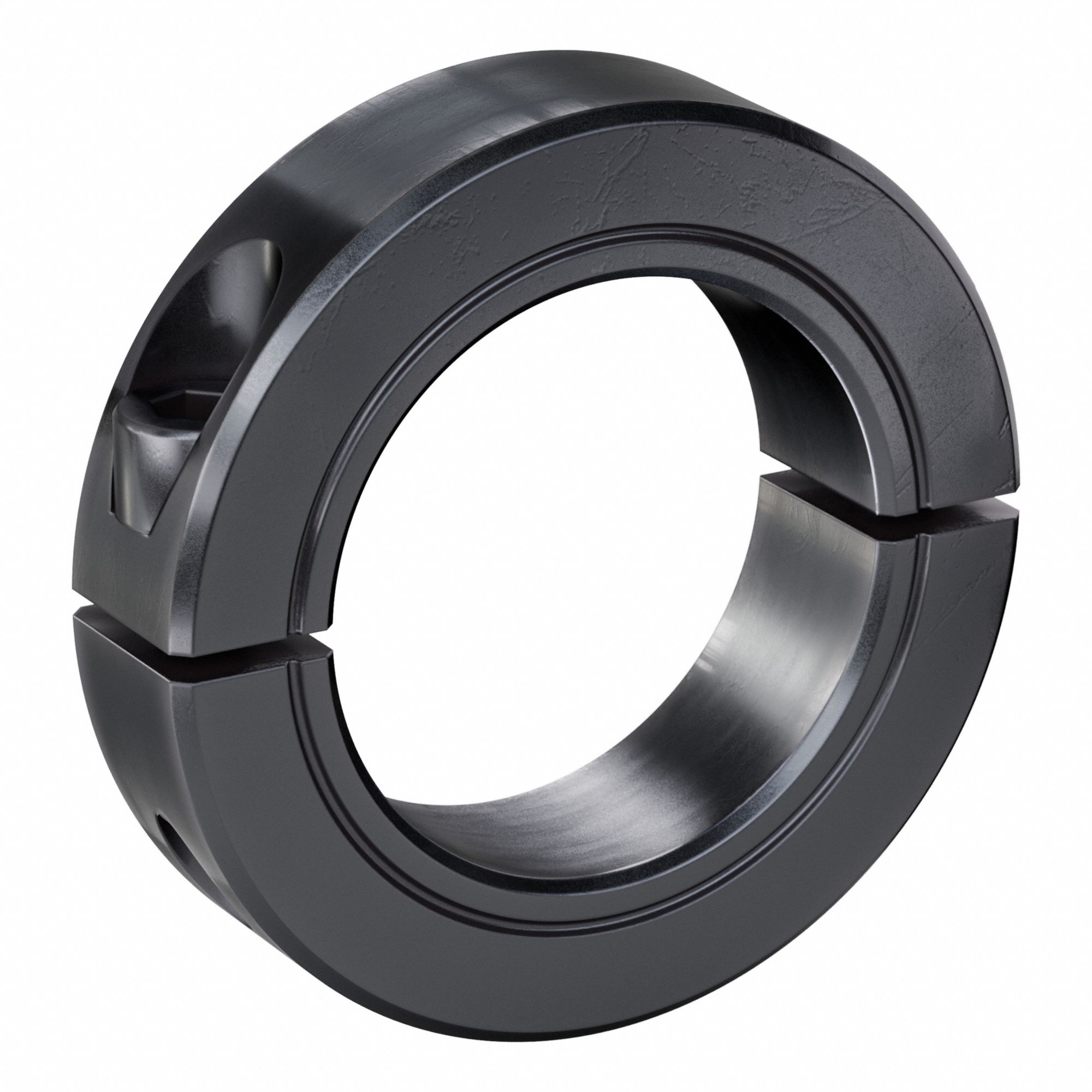 Shaft Collar: 2-Piece, Inch, Round, Clamp On, 1 7/16 in Bore Dia, Carbon Steel