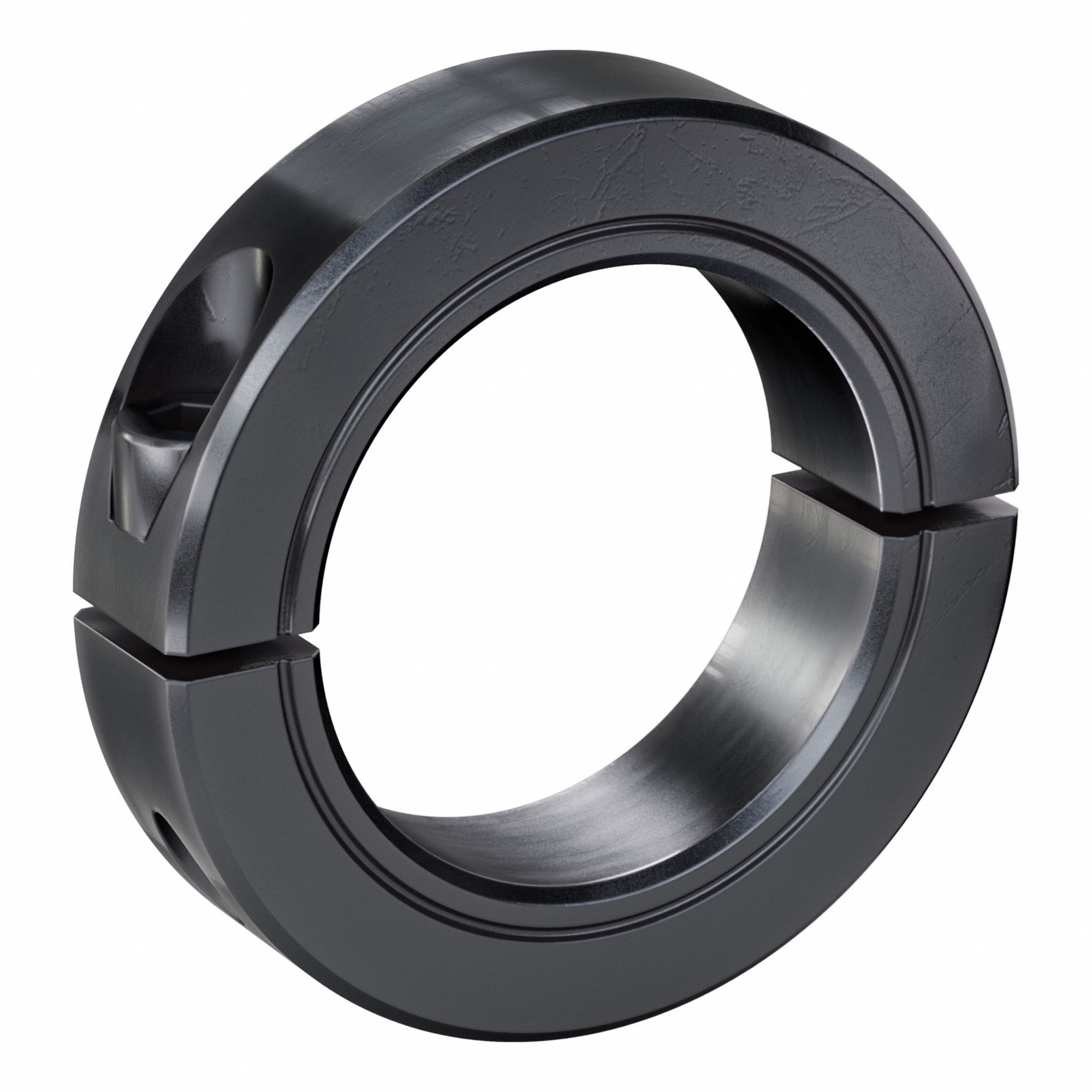 Shaft Collar: 2-Piece, Inch, Round, Clamp On, 1 9/16 in Bore Dia, Carbon Steel