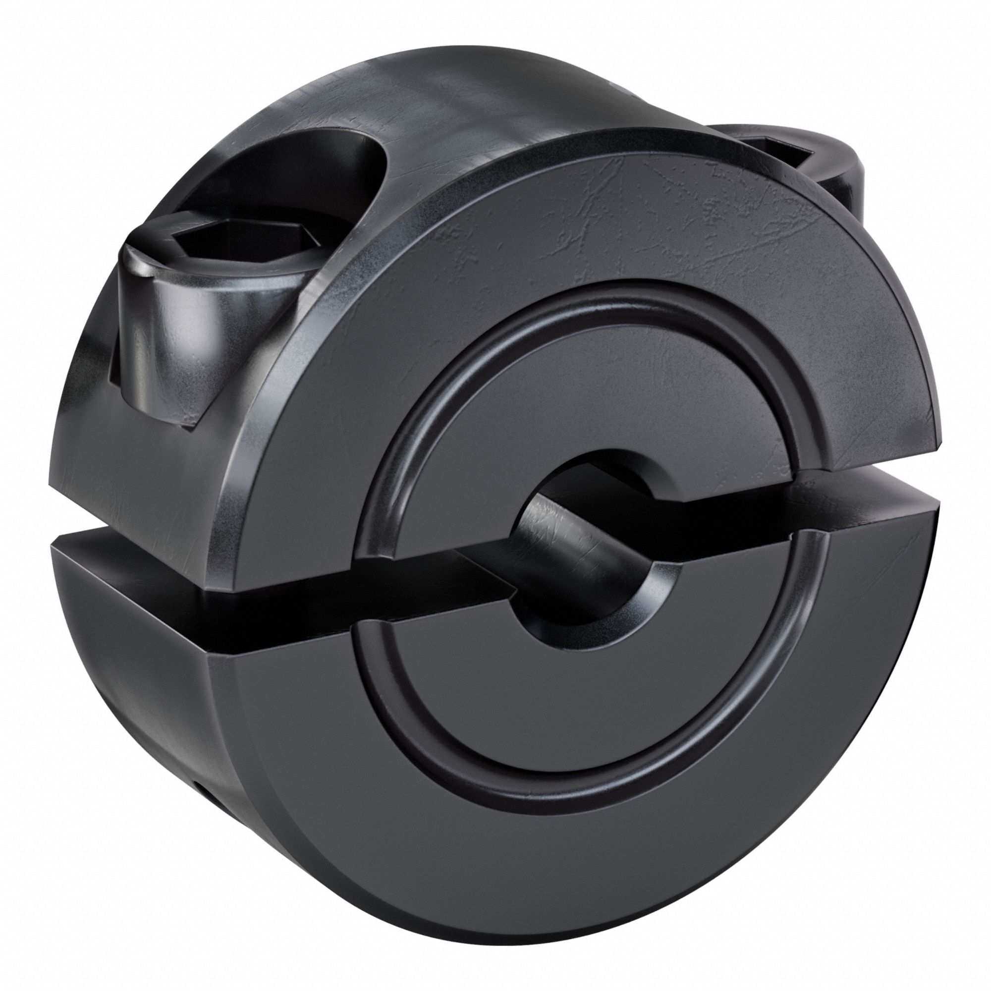 Shaft Collar: 2-Piece, Inch, Round, Clamp On, 1/8 in Bore Dia, Carbon Steel