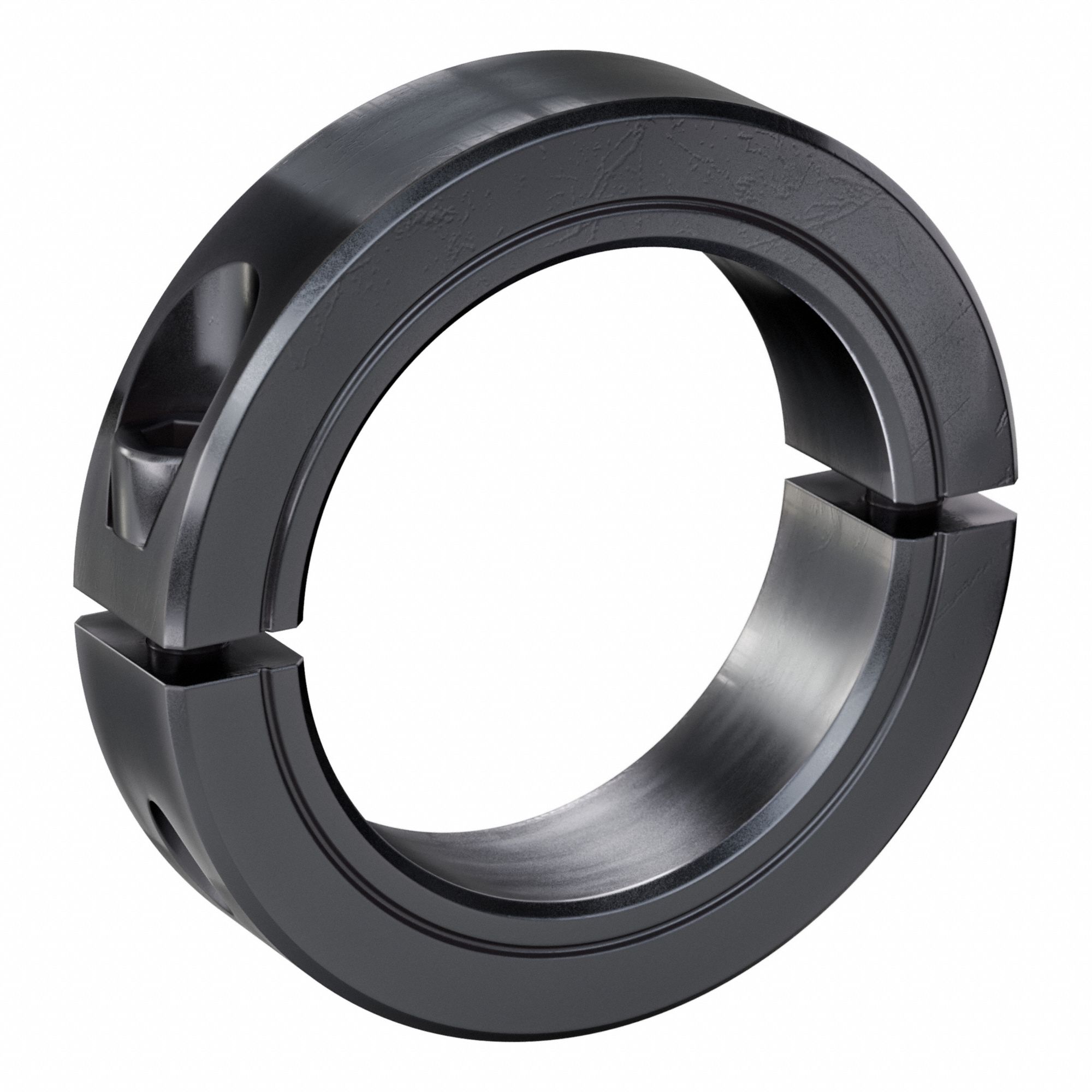 Shaft Collar: 2-Piece, Inch, Round, Clamp On, 2 1/4 in Bore Dia, Carbon Steel
