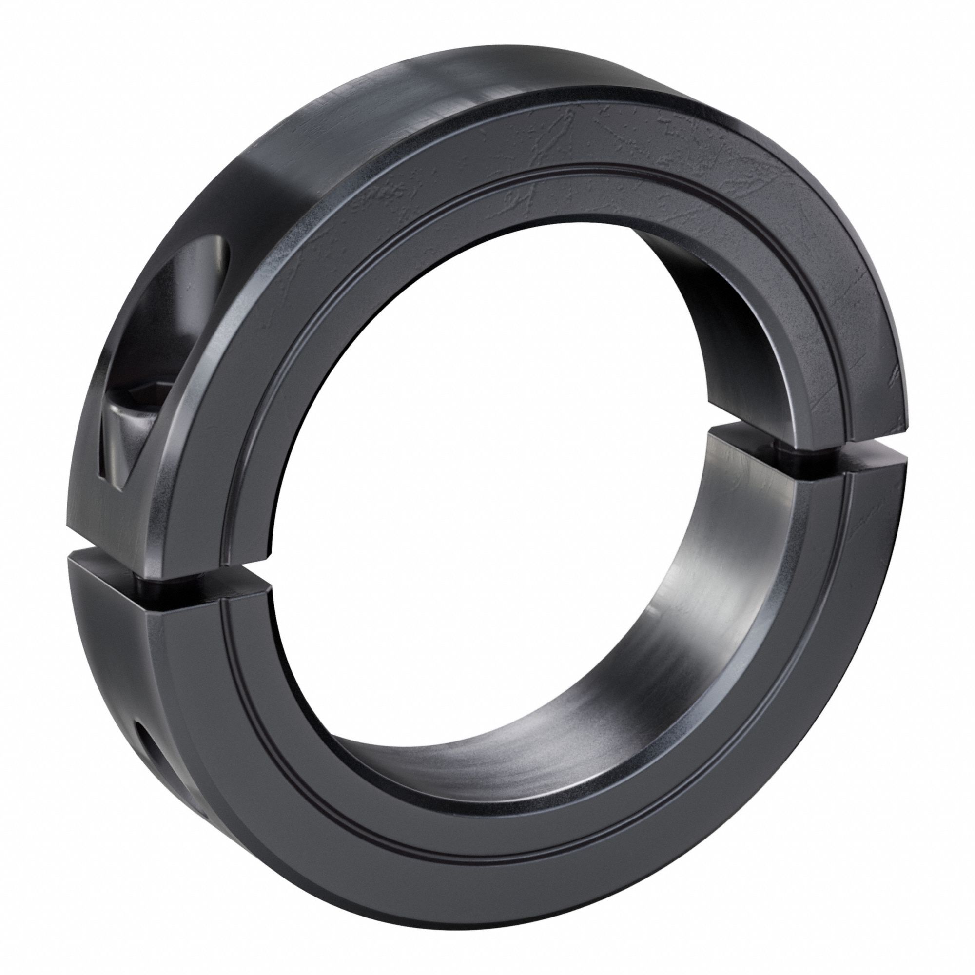Shaft Collar: 2-Piece, Inch, Round, Clamp On, 2 5/16 in Bore Dia, Carbon Steel