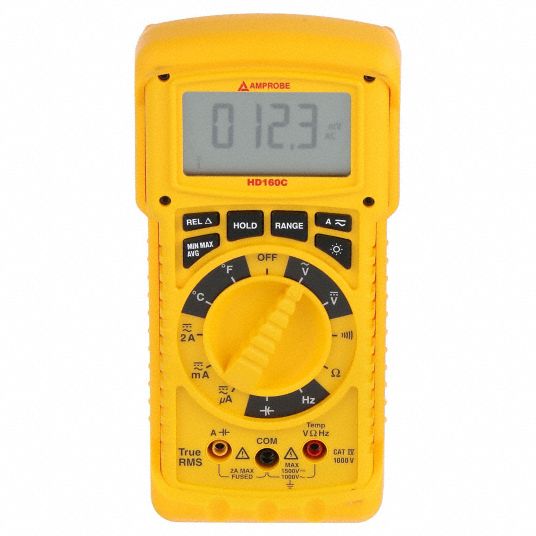 AMPROBE Digital Multimeter: CAT IV 1000V, TRMS, 1,000 V Max AC Volt  Measurement, 9,999, LCD