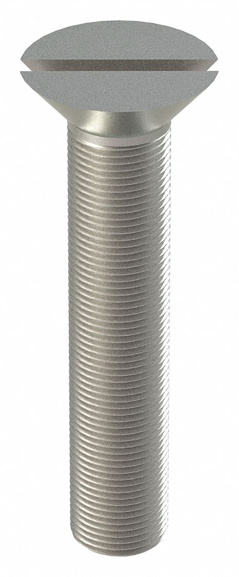 Machine Screw: #8-32 Thread Size, 7/8 in Lg, 18-8, Stainless Steel, Plain, Flat, Slotted, 100 PK