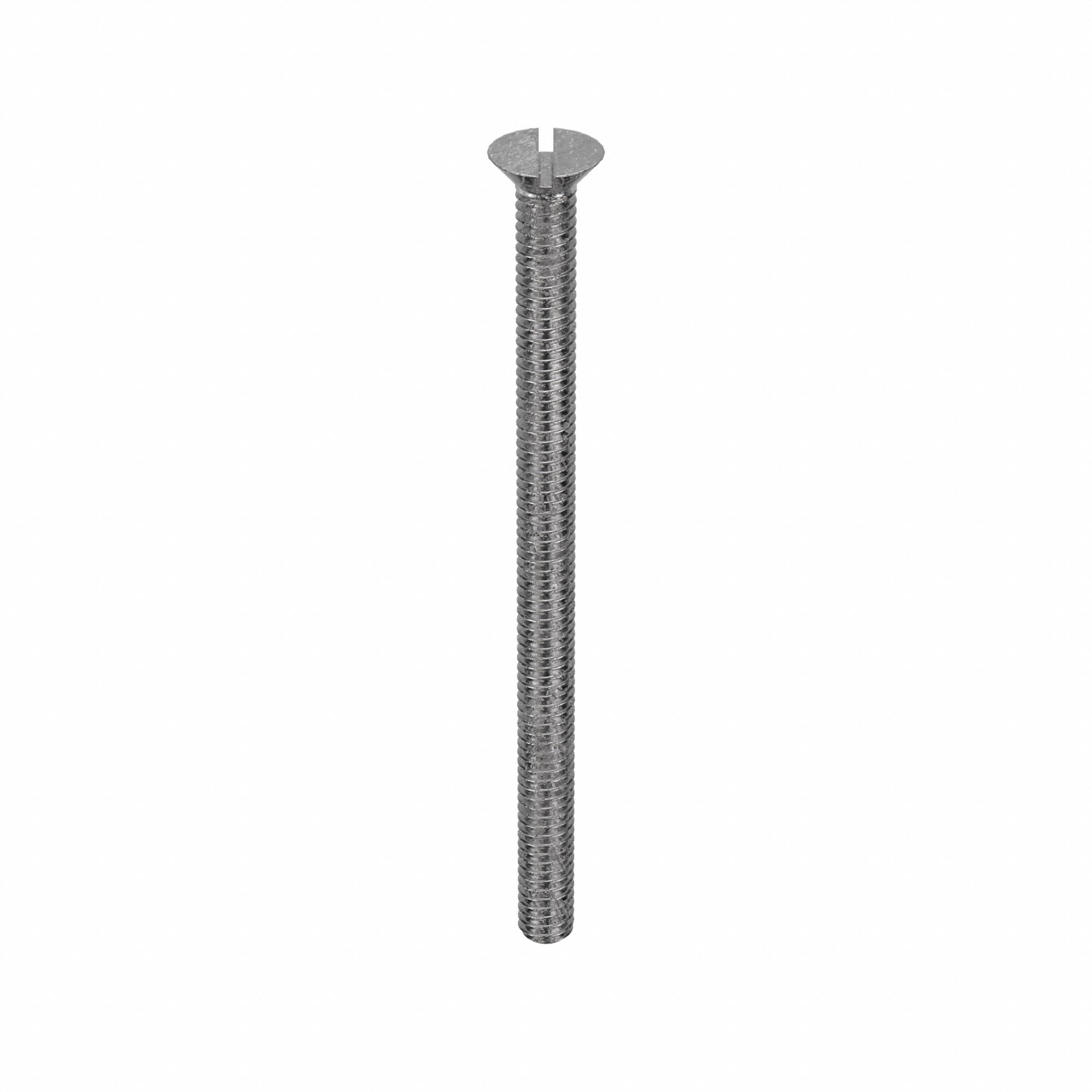 Machine Screw: #8-32 Thread Size, 2 1/2 in Lg, 18-8, Stainless Steel, Plain, Flat, Slotted, 100 PK