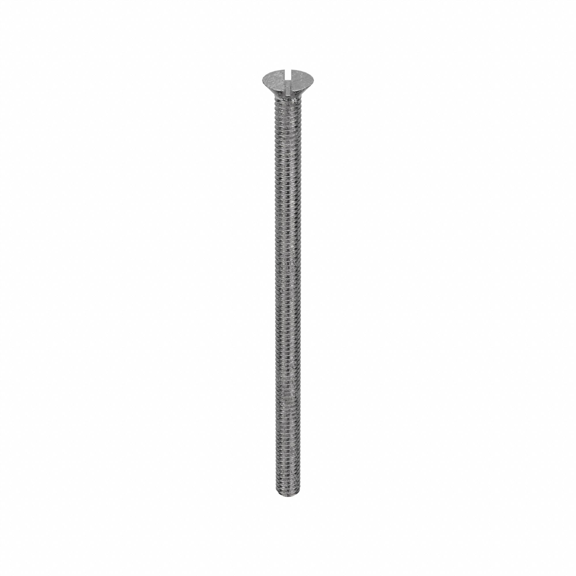 Machine Screw: #8-32 Thread Size, 3 in Lg, 18-8, Stainless Steel, Plain, Flat, Slotted, 50 PK