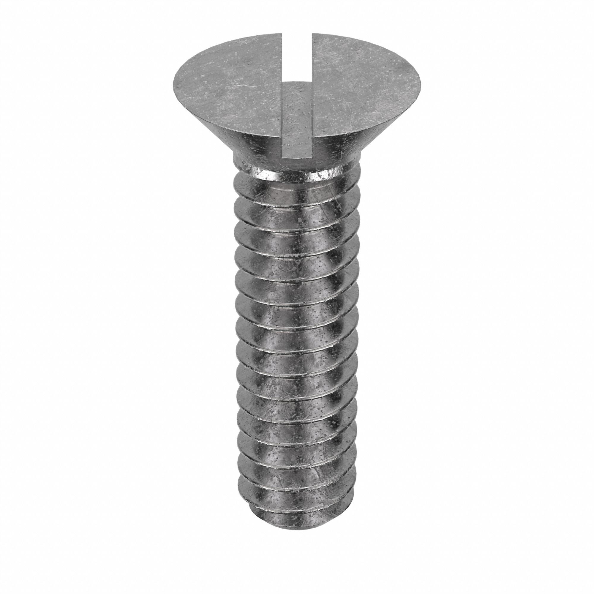 Machine Screw: #10-24 Thread Size, 3/4 in Lg, 18-8, Stainless Steel, Plain, Flat, Slotted, 100 PK