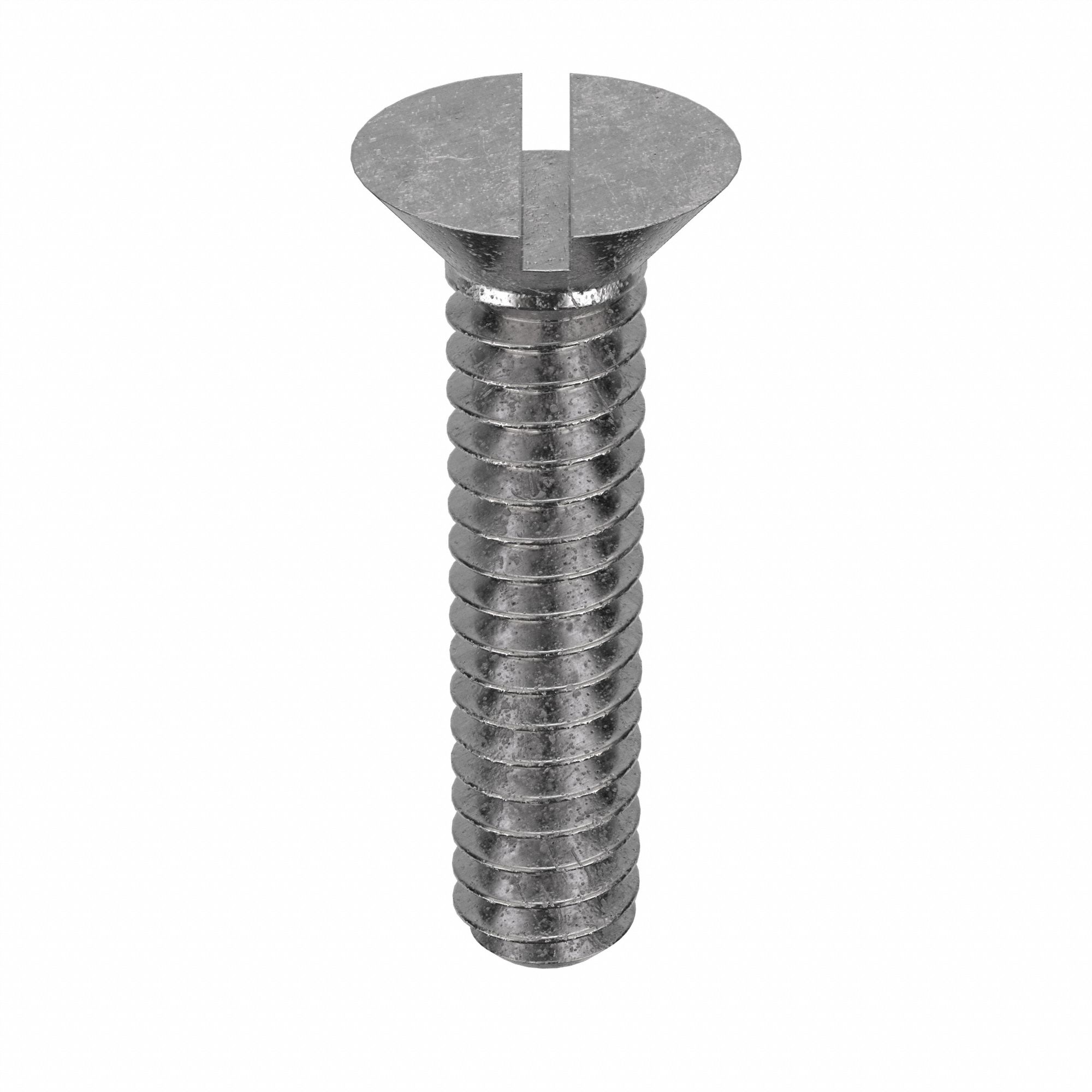 Machine Screw: #10-24 Thread Size, 7/8 in Lg, 18-8, Stainless Steel, Plain, Flat, Slotted, 100 PK