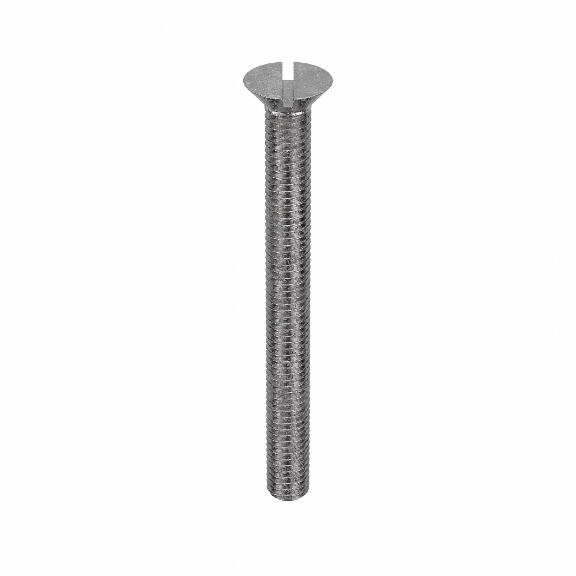 Machine Screw: #10-32 Thread Size, 2 in Lg, Stainless Steel, Plain, Flat, Slotted, 100 PK