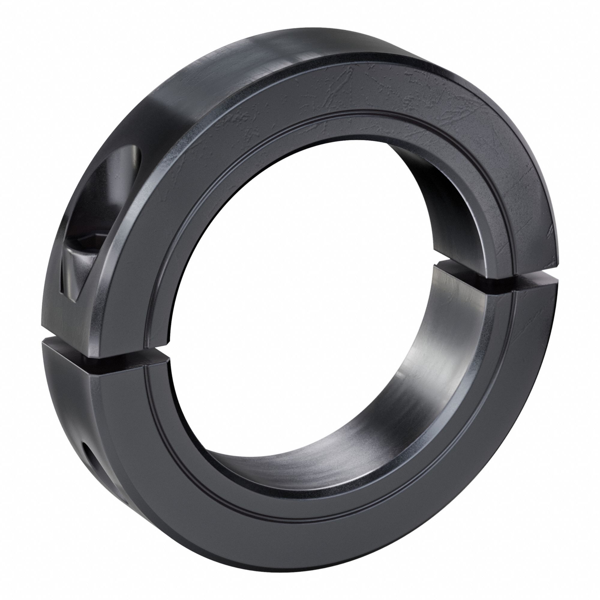 Shaft Collar: 2-Piece, Inch, Round, Clamp On, 2 11/16 in Bore Dia, Carbon Steel