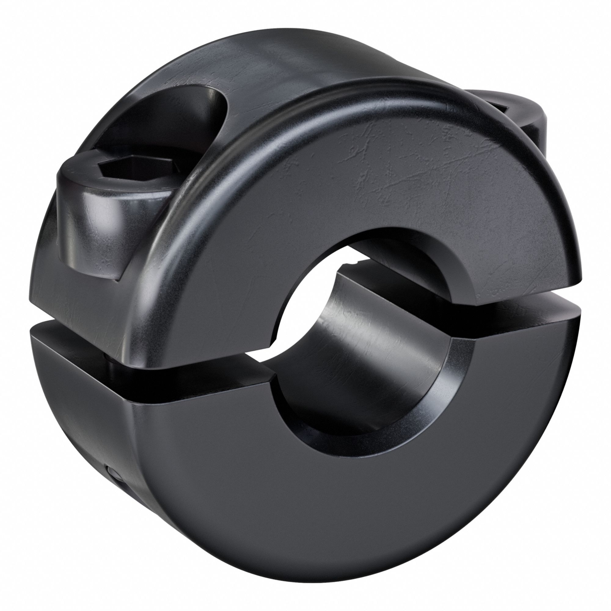 Shaft Collar: 2-Piece, Metric, Round, Clamp On, 7 mm Bore Dia, 9 mm Collar Wd
