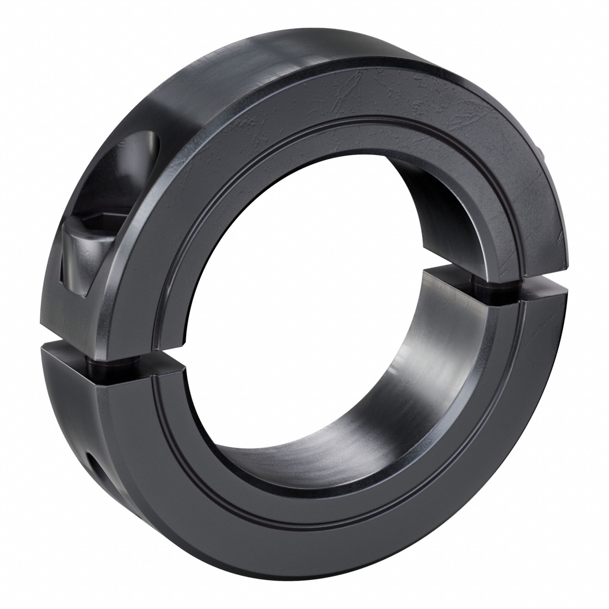 Shaft Collar: 2-Piece, Inch, Round, Clamp On, 1 3/4 in Bore Dia, Carbon Steel