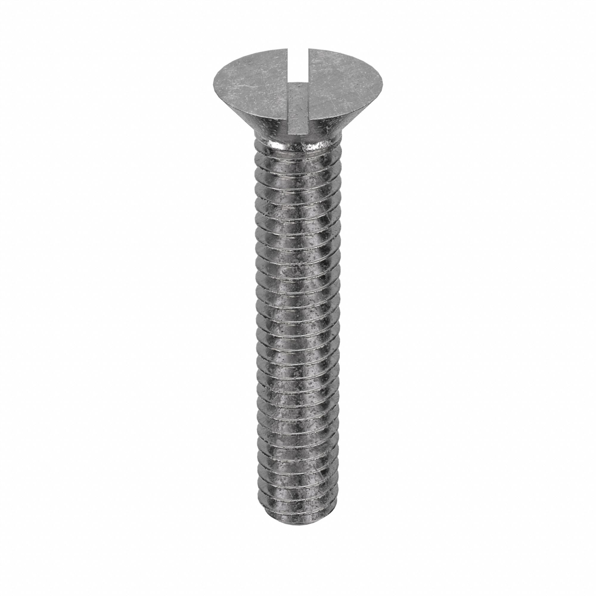 Machine Screw: #12-24 Thread Size, 1 1/4 in Lg, 18-8, Stainless Steel, Plain, Flat, Slotted, 100 PK