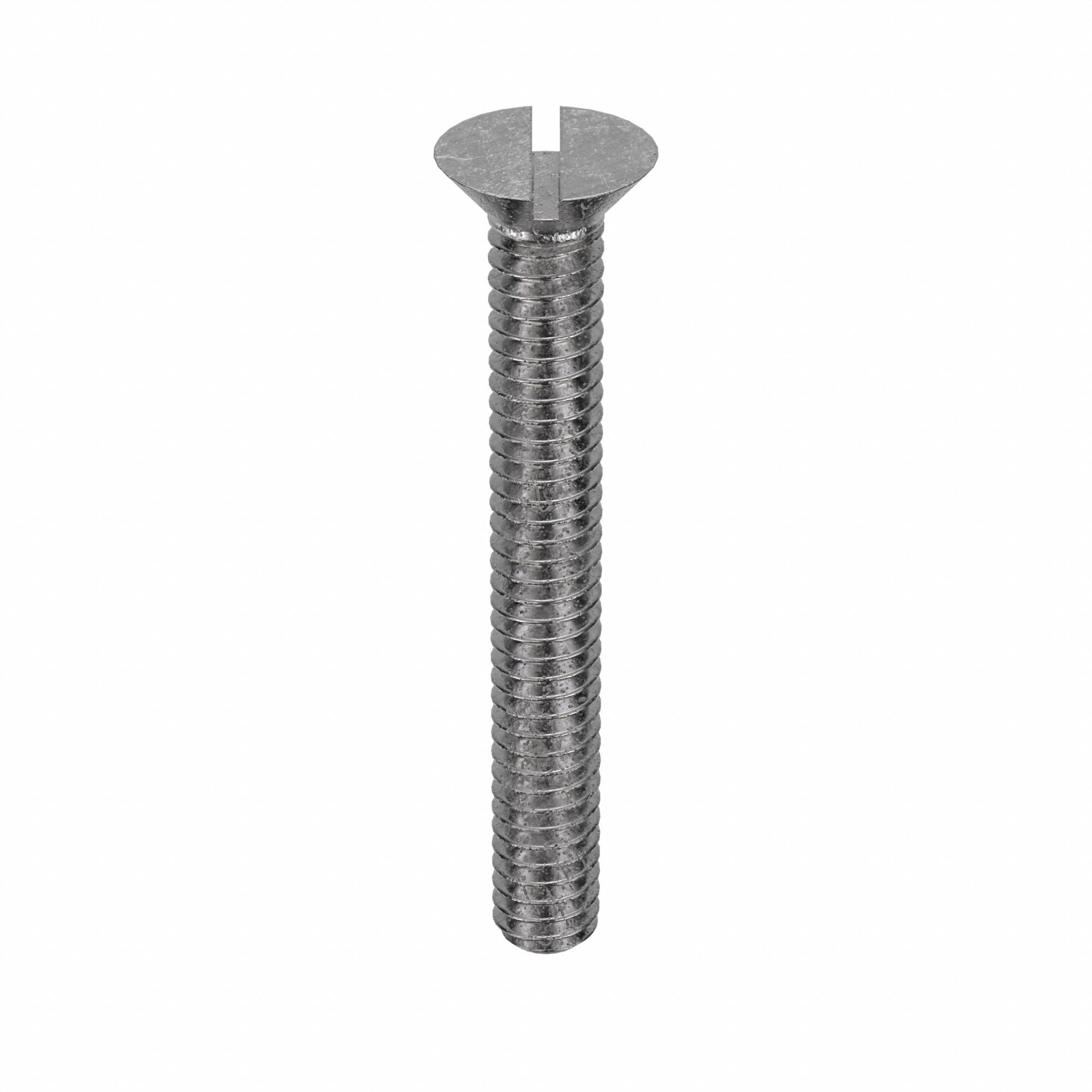 Machine Screw: 1/4"-20 Thread Size, 2 in Lg, 18-8, Stainless Steel, Plain, Flat, Slotted, 50 PK