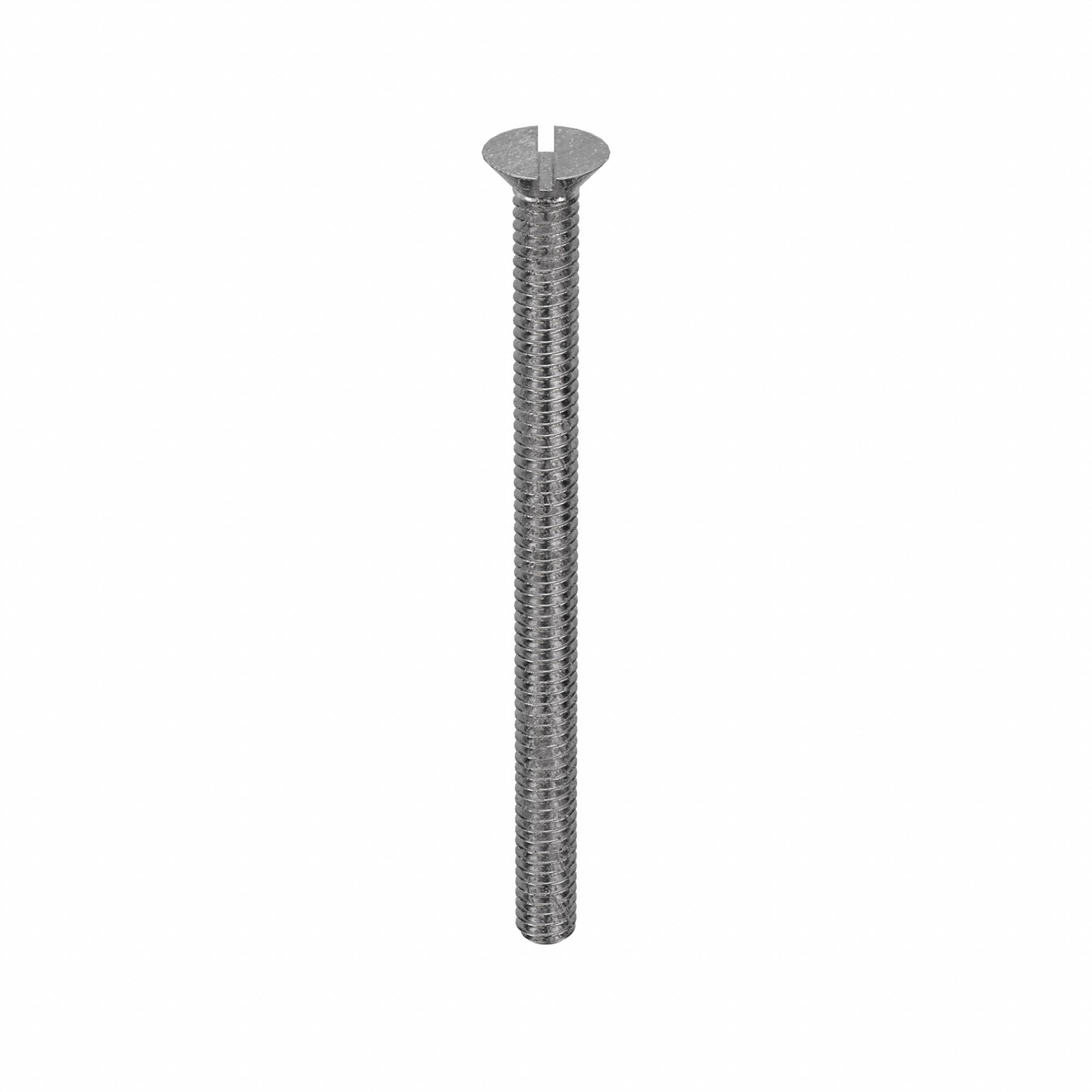 Machine Screw: 1/4"-20 Thread Size, 3 1/2 in Lg, 18-8, Stainless Steel, Plain, Flat, Slotted, 25 PK