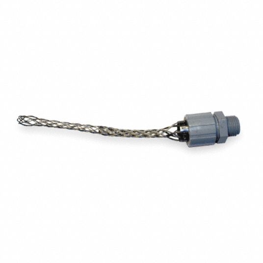 Liquid Tight Cord Connector with Strain Relief: Straight, Aluminum, 1 1/4  in MNPT, Mesh, 1 Cords