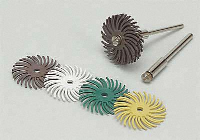 RAIAL BRISTLE DISC, TYPE A, 1 IN DIAMETER X 1/8 IN W, 1/8 IN ARBOUR, CERAMIC, GREEN, 96 PK
