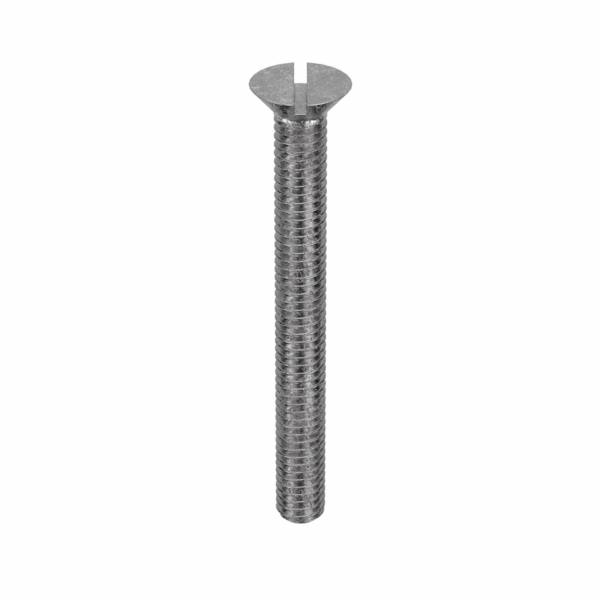 Machine Screw: 5/16"-18 Thread Size, 3 in Lg, 18-8, Stainless Steel, Plain, Flat, Slotted, 10 PK
