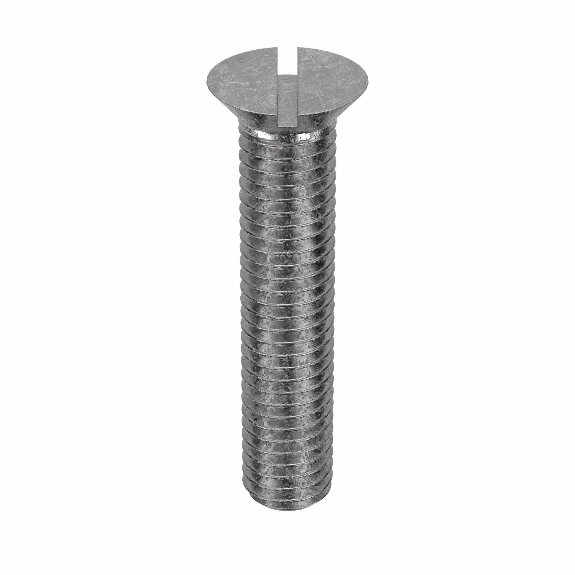 Machine Screw: 1/2"-13 Thread Size, 2 1/2 in Lg, 18-8, Stainless Steel, Plain, Flat, Slotted, 5 PK