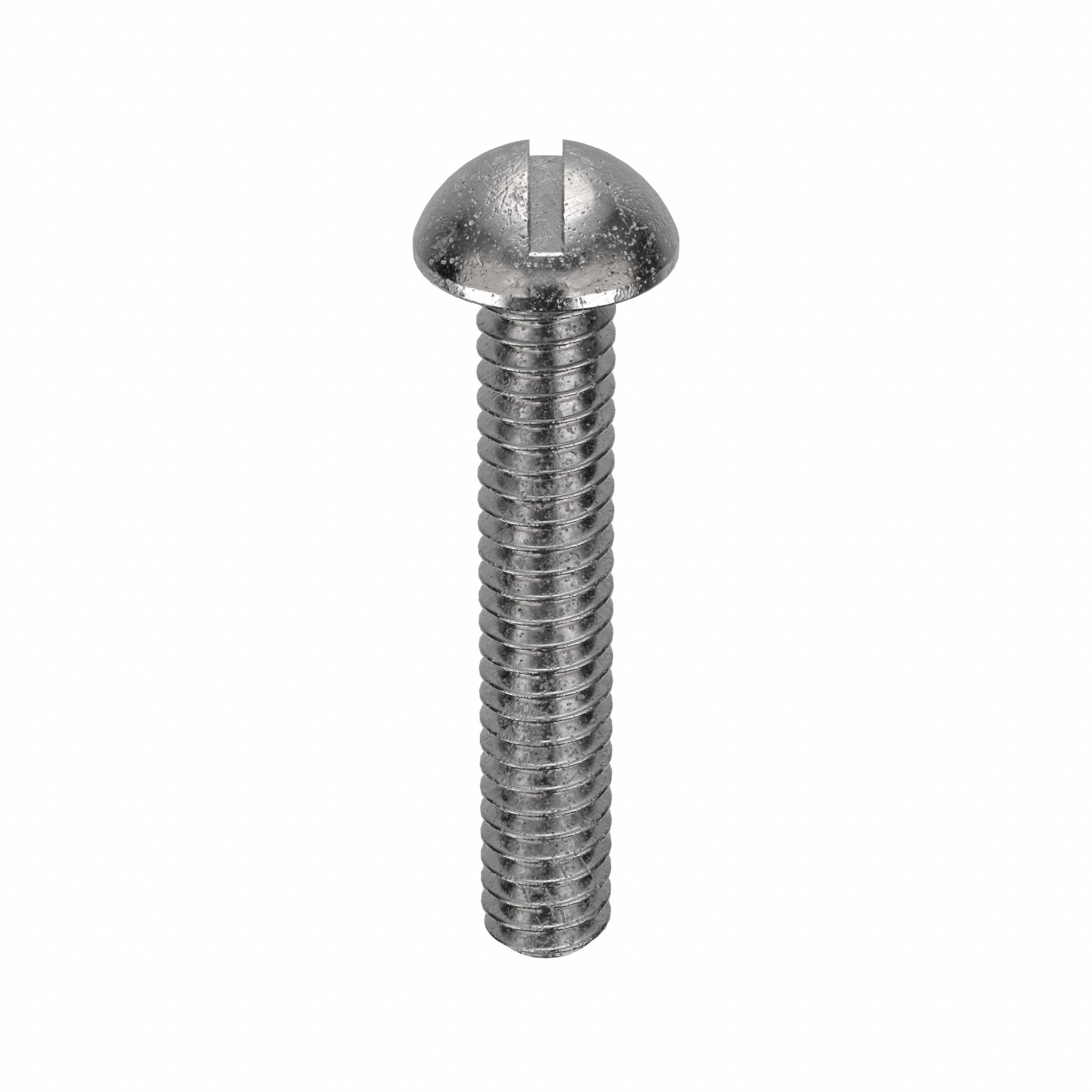 Machine Screw: #2-56 Thread Size, 1/2 in Lg, 18-8, Stainless Steel, Plain, Round, Slotted, 100 PK