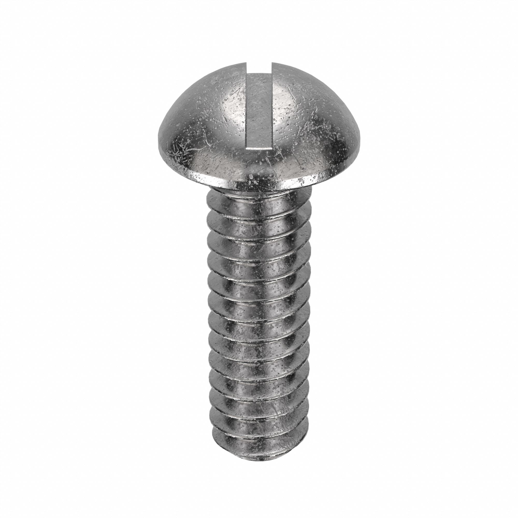 Machine Screw: #4-40 Thread Size, 3/8 in Lg, 18-8, Stainless Steel, Plain, Round, Slotted, 100 PK