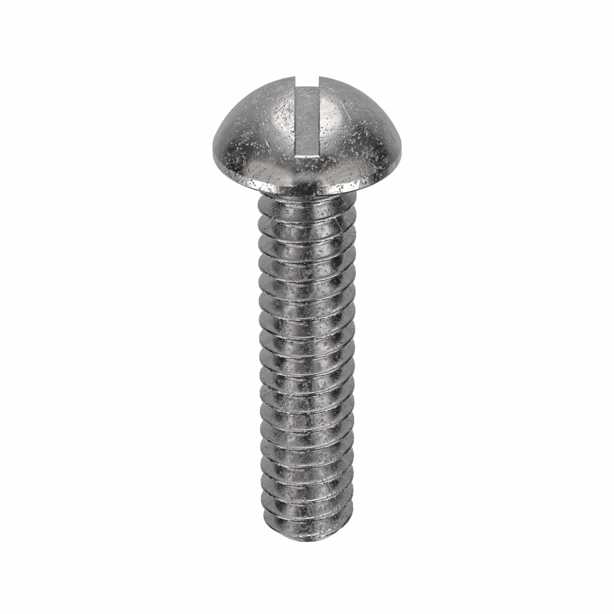 Machine Screw: #4-40 Thread Size, 1/2 in Lg, 18-8, Stainless Steel, Plain, Round, Slotted, 100 PK