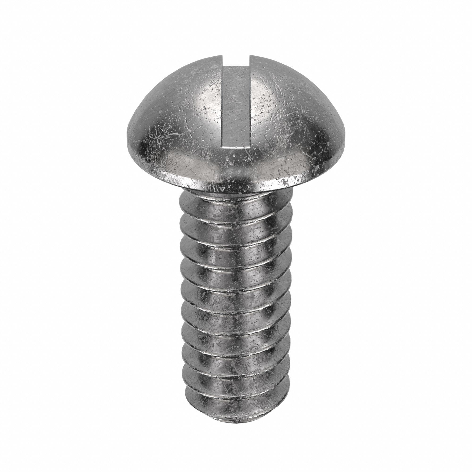 Machine Screw: #6-32 Thread Size, 3/8 in Lg, 18-8, Stainless Steel, Plain, Round, Slotted, 100 PK