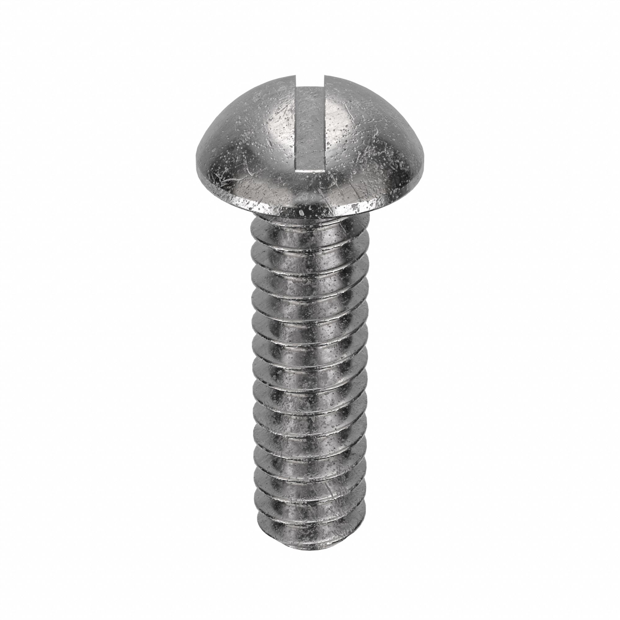 Machine Screw: #6-32 Thread Size, 1/2 in Lg, 18-8, Stainless Steel, Plain, Round, Slotted, 100 PK