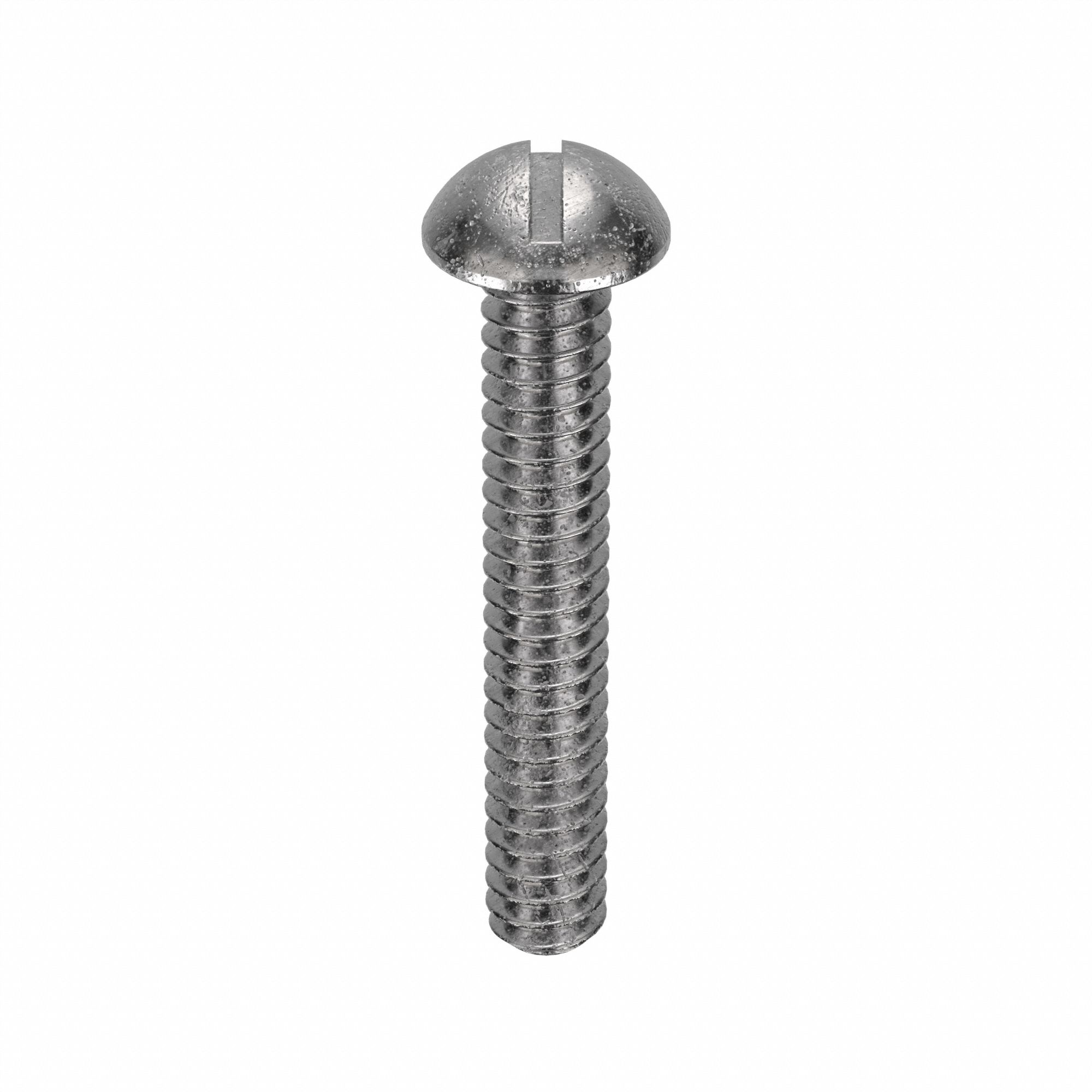 Machine Screw: #6-32 Thread Size, 7/8 in Lg, 18-8, Stainless Steel, Plain, Round, Slotted, 100 PK