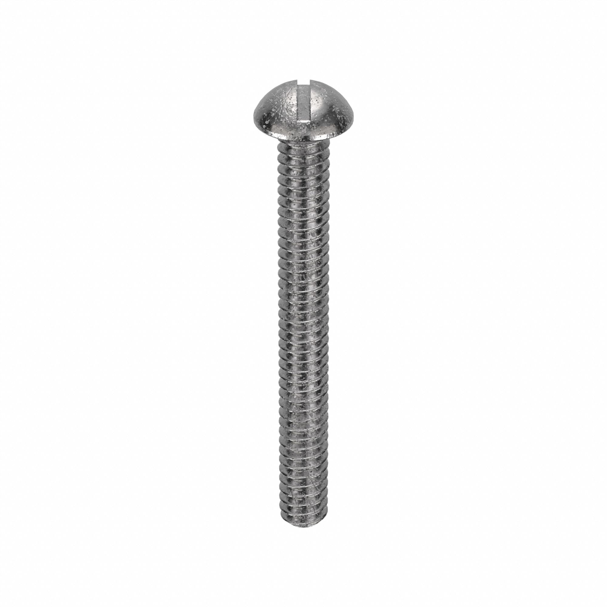 Machine Screw: #6-32 Thread Size, 1 1/4 in Lg, 18-8, Stainless Steel, Plain, Round, Slotted, 100 PK