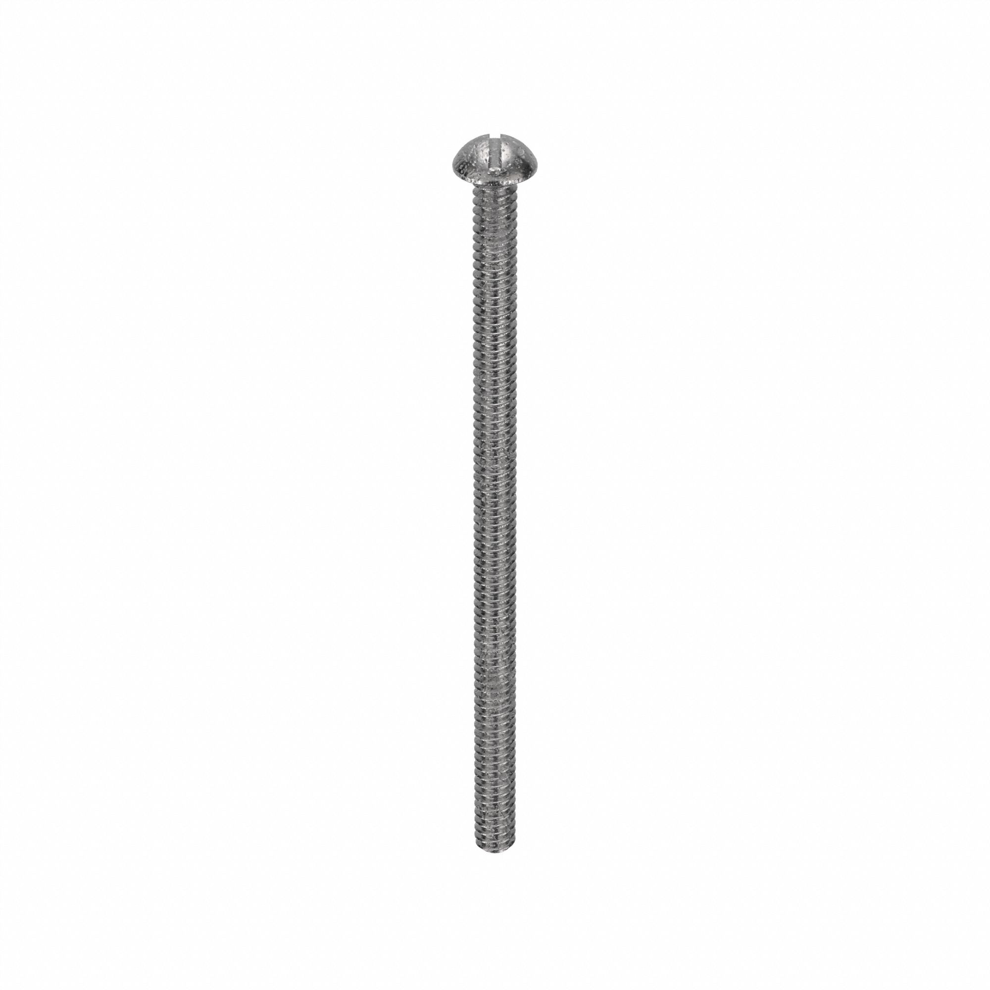 Machine Screw: #6-32 Thread Size, 2 1/2 in Lg, 18-8, Stainless Steel, Plain, Round, Slotted, 100 PK