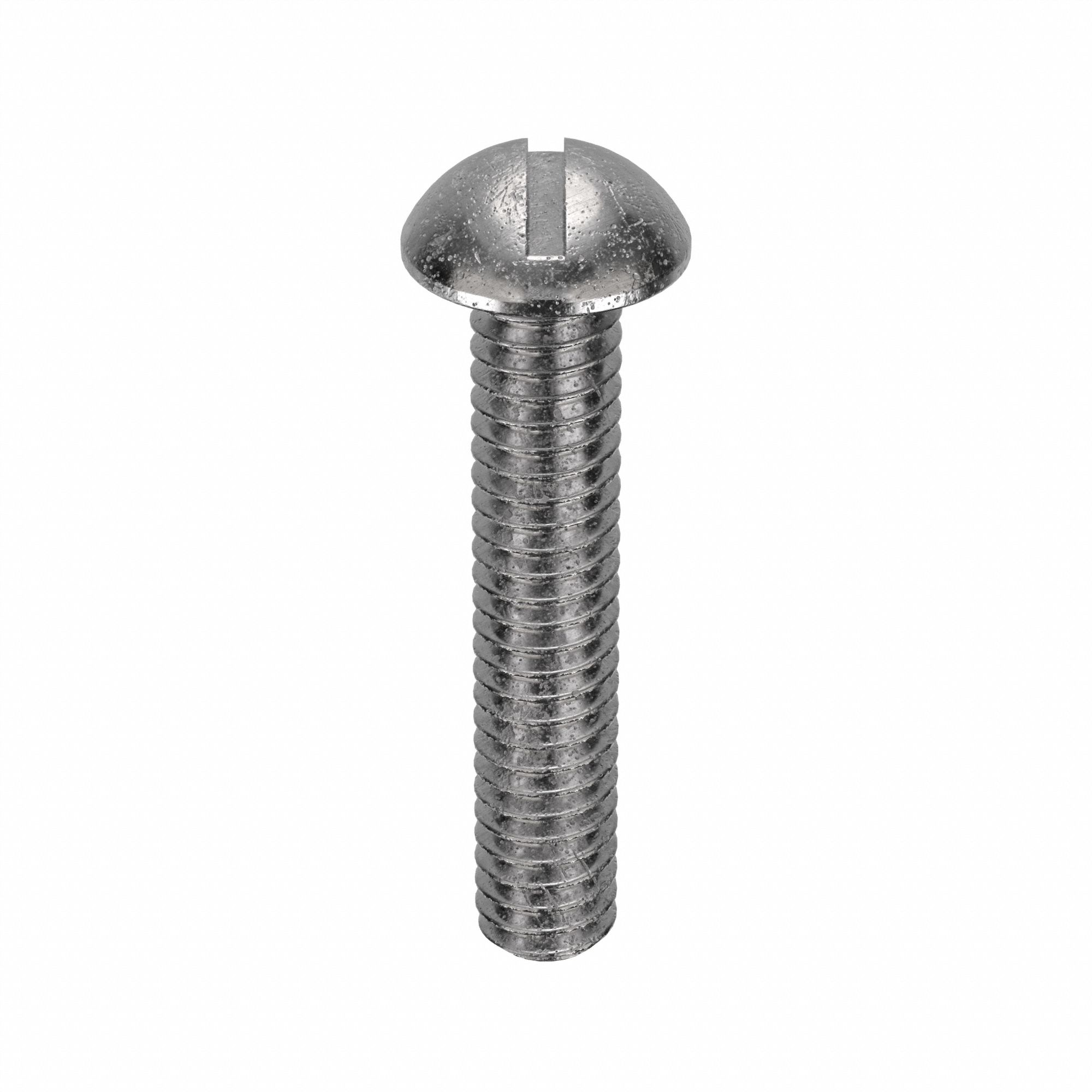 Machine Screw: #8-32 Thread Size, 7/8 in Lg, 18-8, Stainless Steel, Plain, Round, Slotted, 100 PK