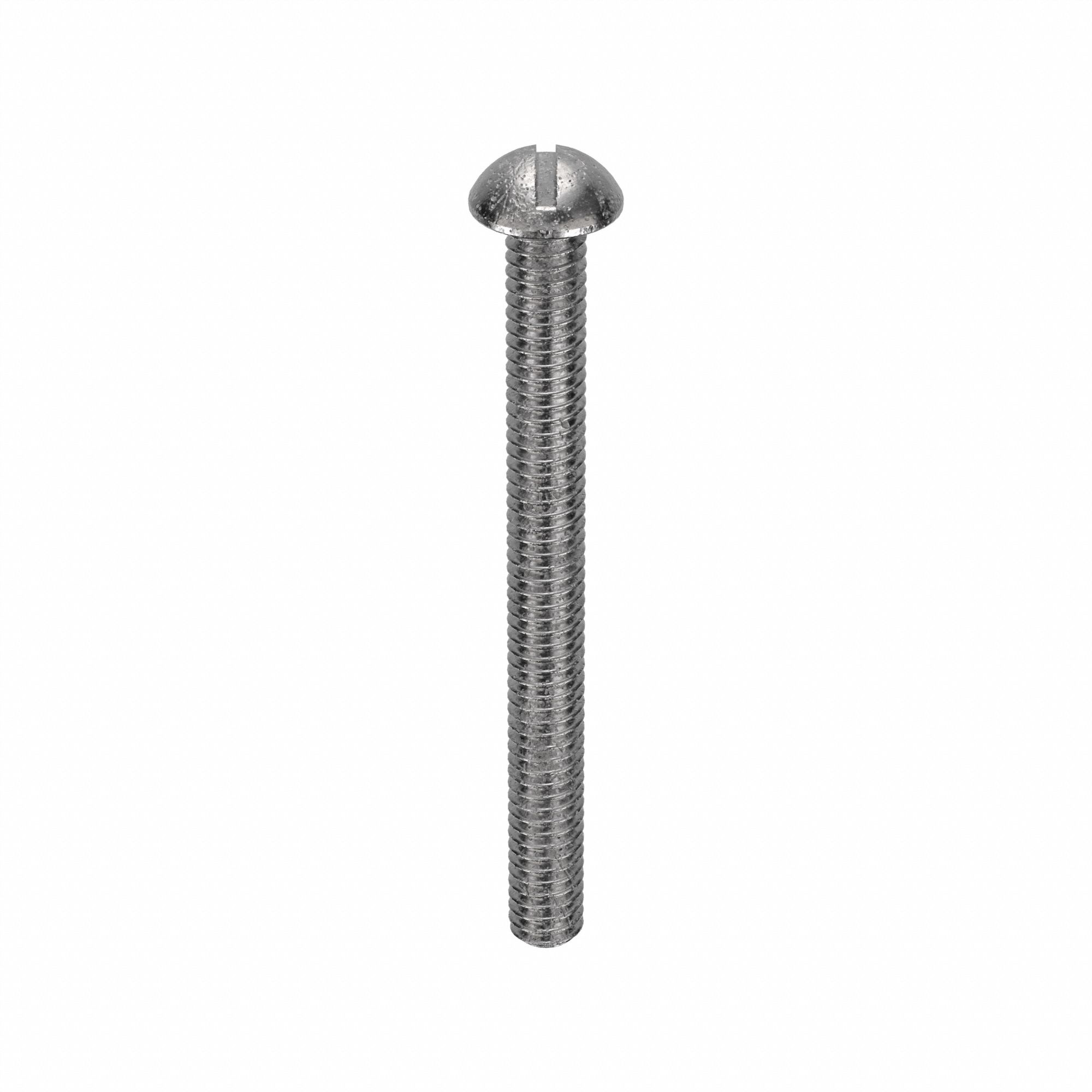 MACHINE SCREW, #8-32 THREAD, 1&frac34; IN L, 18-8 SS, PLAIN FINISH, ROUND, SLOTTED, 100 PK