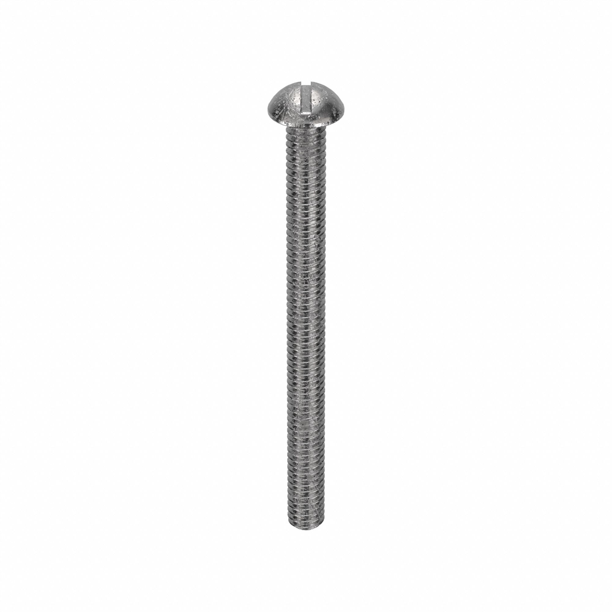 MACHINE SCREW, #8-32 THREAD, 2 IN L, 18-8 SS, PLAIN FINISH, ROUND, SLOTTED, INCH, 100 PK
