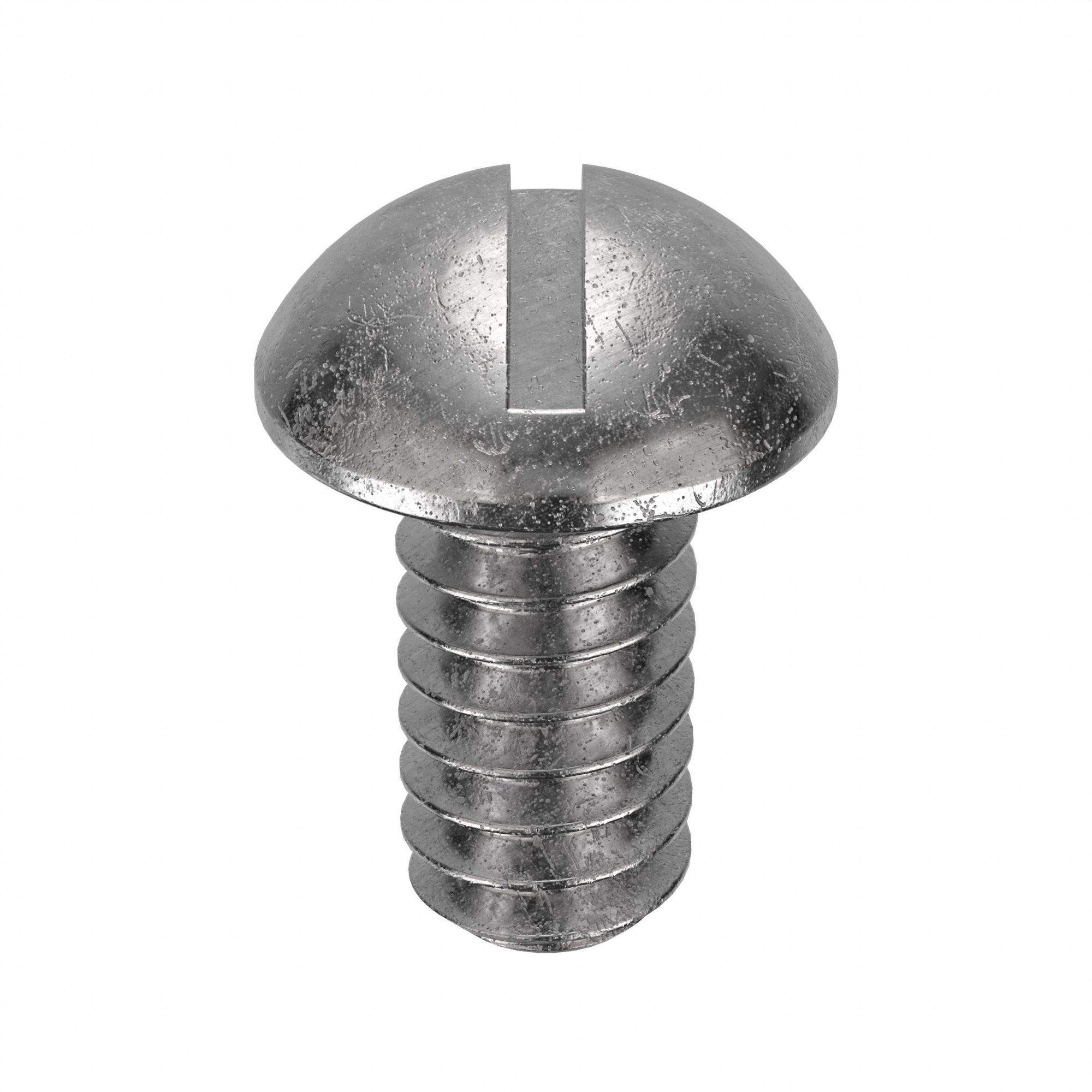 Machine Screw: #10-24 Thread Size, 3/8 in Lg, 18-8, Stainless Steel, Plain, Round, Slotted, 100 PK
