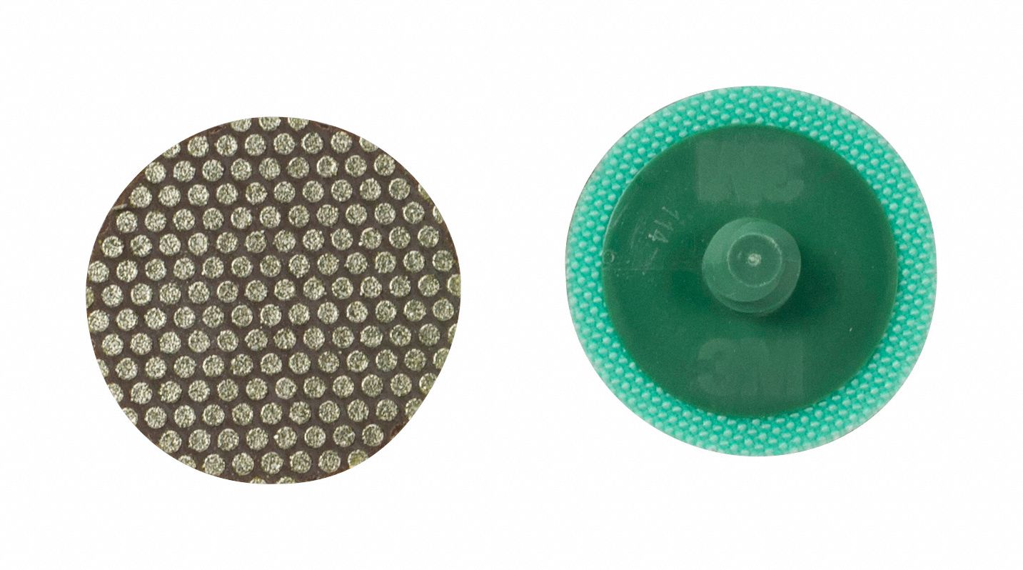 Quick-Change Sanding Disc: TR, 1-1/2", Diamond, M250 Grit, J Wt Polyester, 6234J, 10 PK