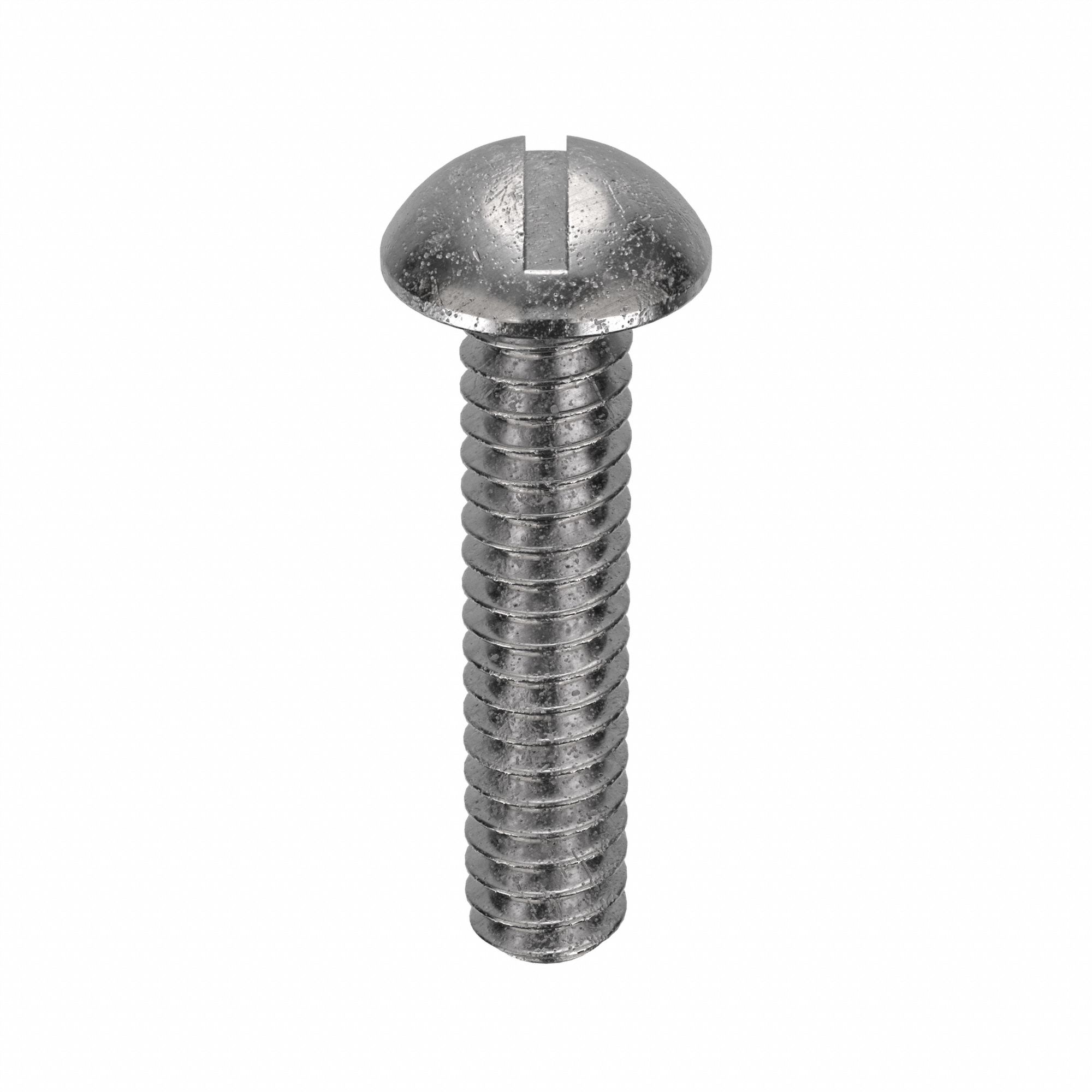 Machine Screw: #10-24 Thread Size, 7/8 in Lg, 18-8, Stainless Steel, Plain, Round, Slotted, 100 PK