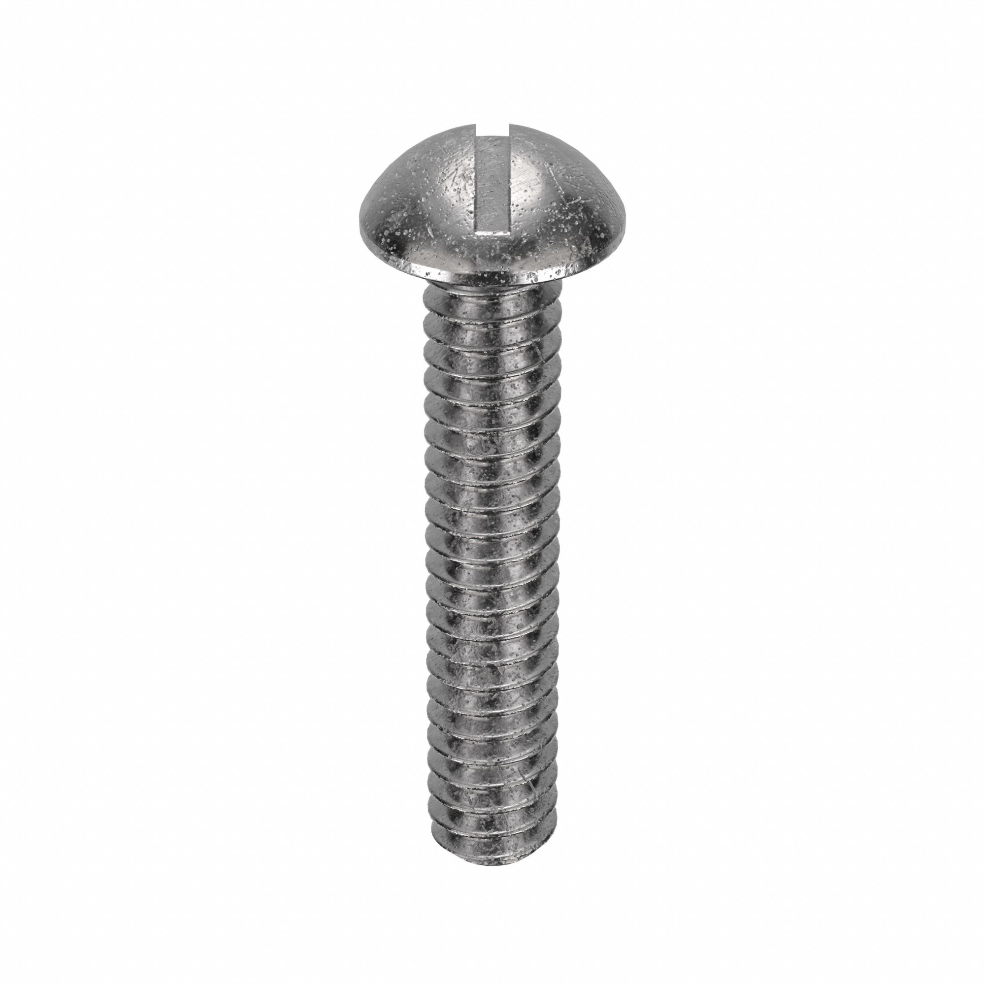 MACHINE SCREW, #10-24 THREAD, 1 IN L, 18-8 SS, PLAIN FINISH, ROUND, SLOTTED, 100 PK