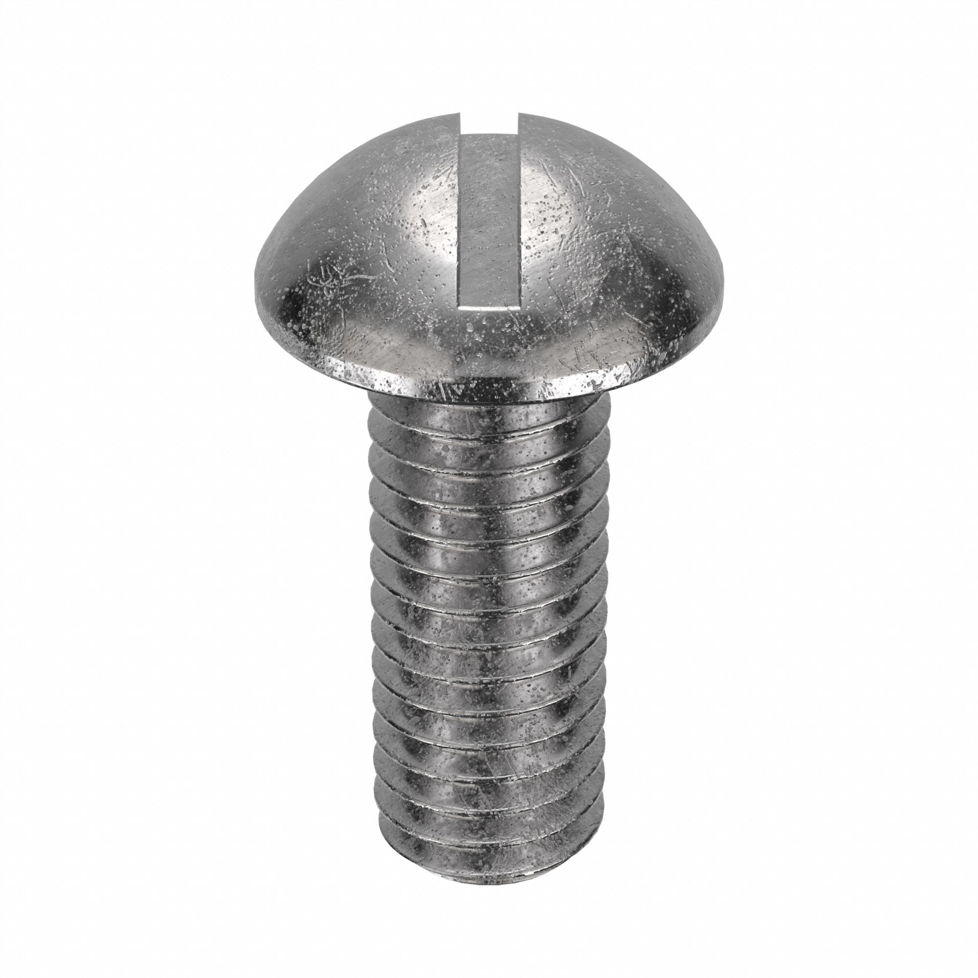 Machine Screw: #10-32 Thread Size, 1/2 in Lg, 18-8, Stainless Steel, Plain, Round, Slotted, 100 PK