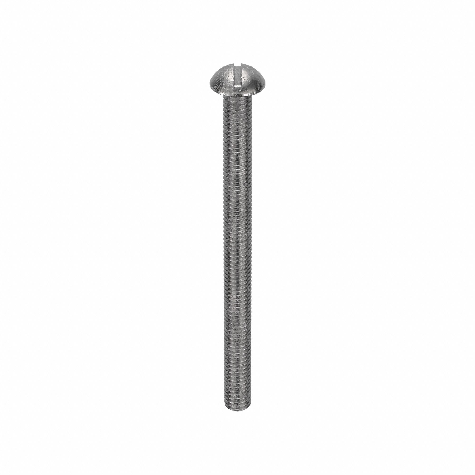 Machine Screw: #10-32 Thread Size, 2 1/2 in Lg, Stainless Steel, Plain, Round, Slotted, 50 PK