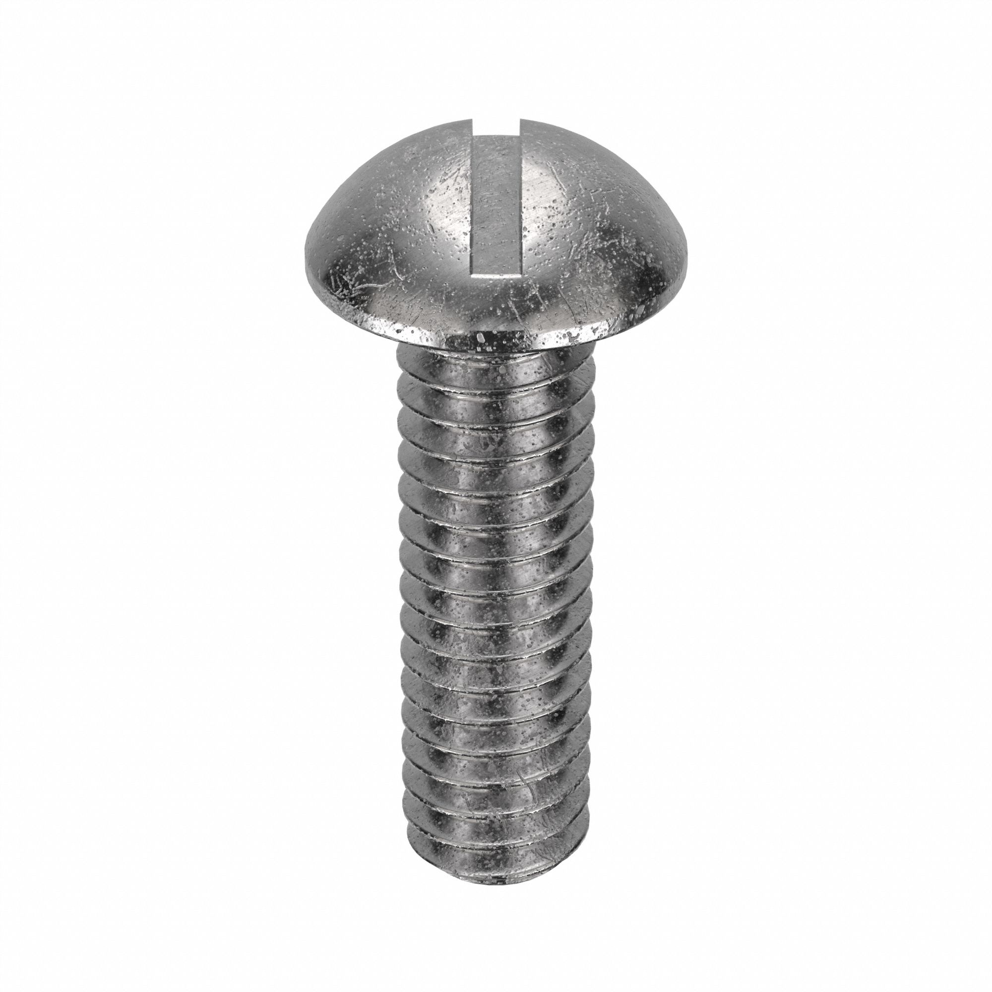 Machine Screw: #12-24 Thread Size, 3/4 in Lg, 18-8, Stainless Steel, Plain, Round, Slotted, 100 PK