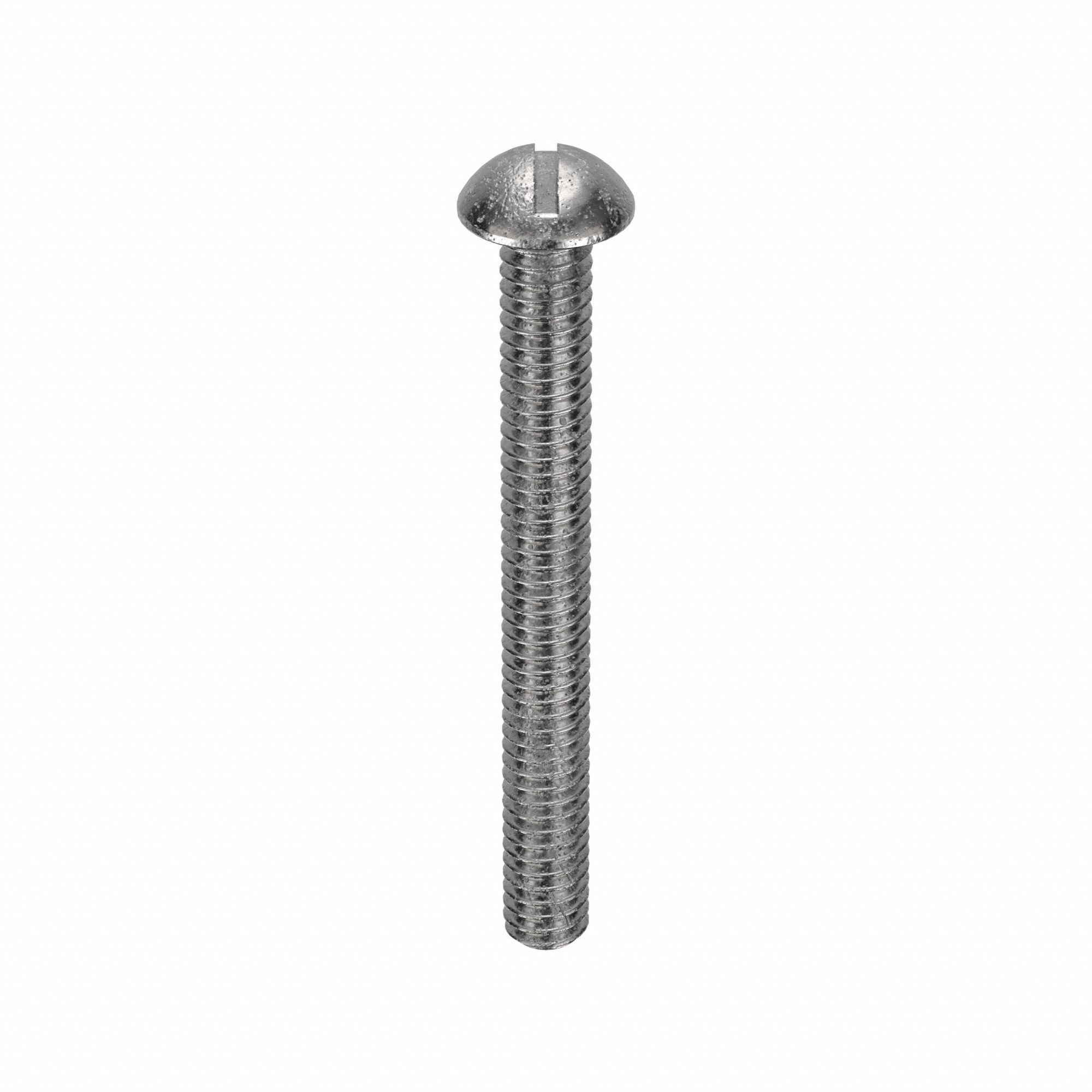 Machine Screw: #12-24 Thread Size, 2 in Lg, 18-8, Stainless Steel, Plain, Round, Slotted, 50 PK